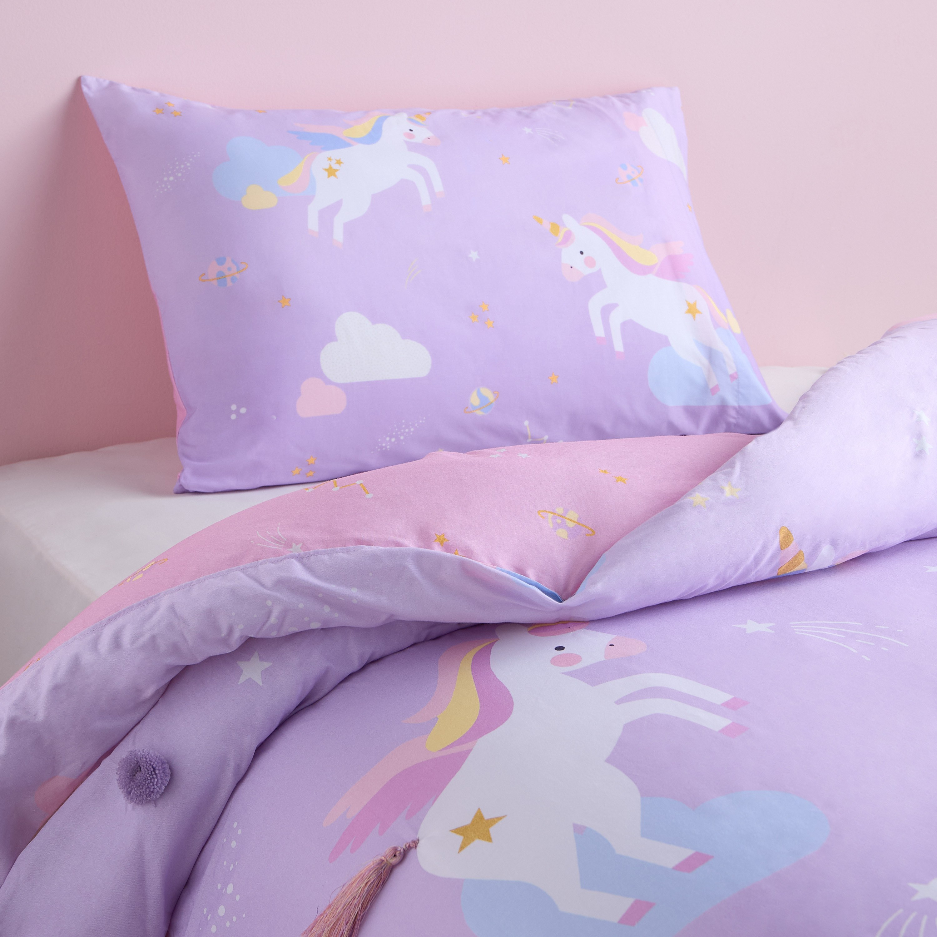 Maggie Magical Unicorn Cotton Printed 2-Piece Single Comforter Set - 135x220 cm