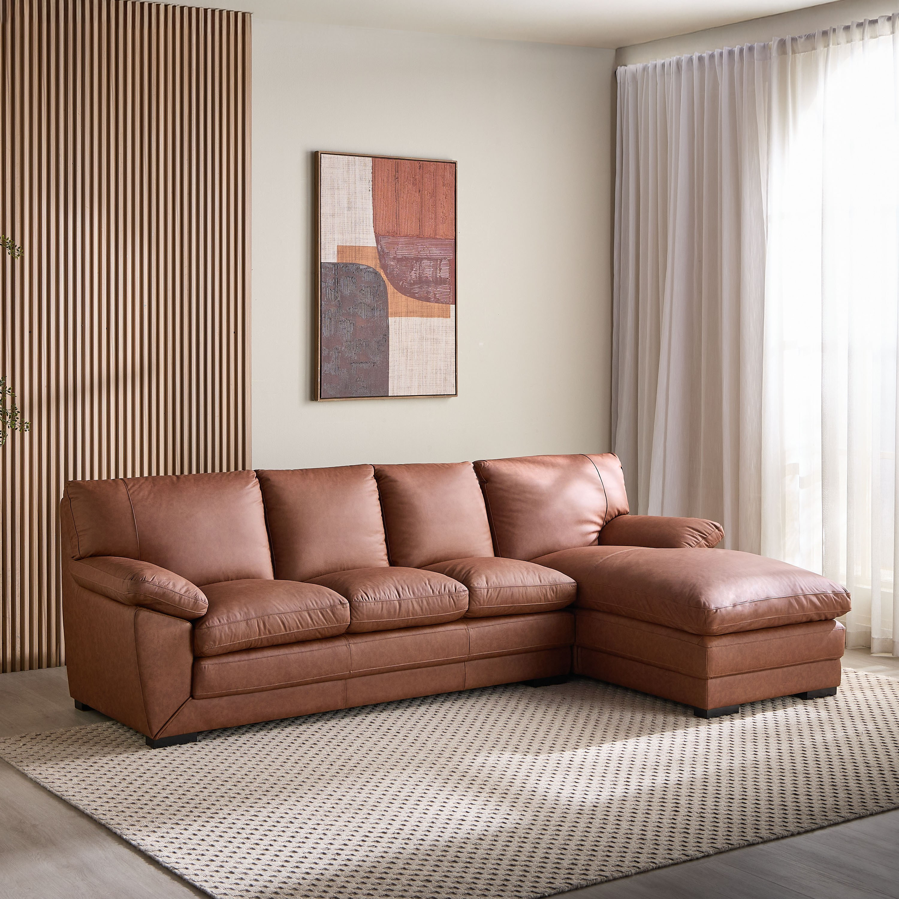 Da Vinchi 4-Seater Faux Leather Right Corner Sofa