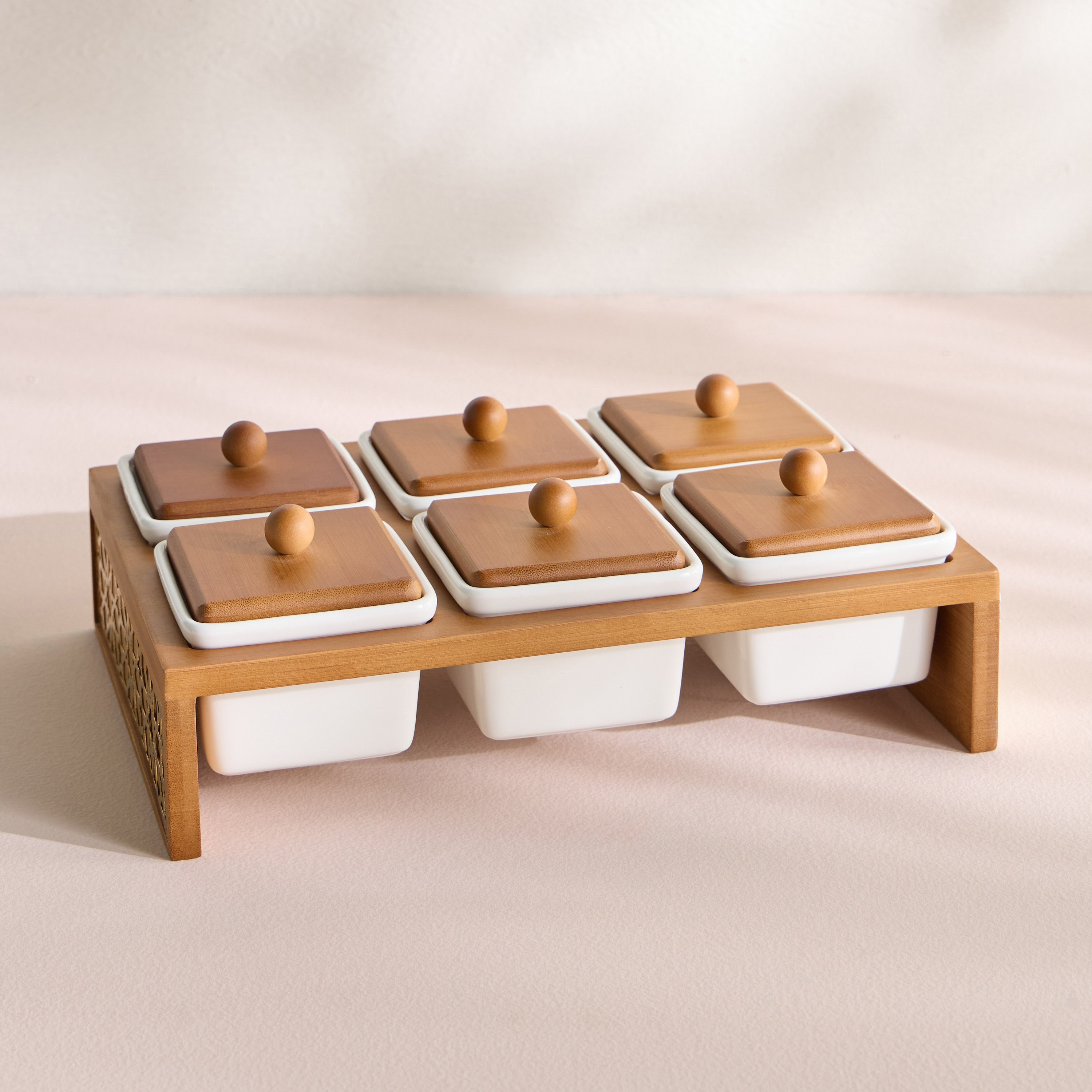 Mashrabiya 6-Piece Condiment Set with Stand-household-dining-serveware-chipsanddip-image-1