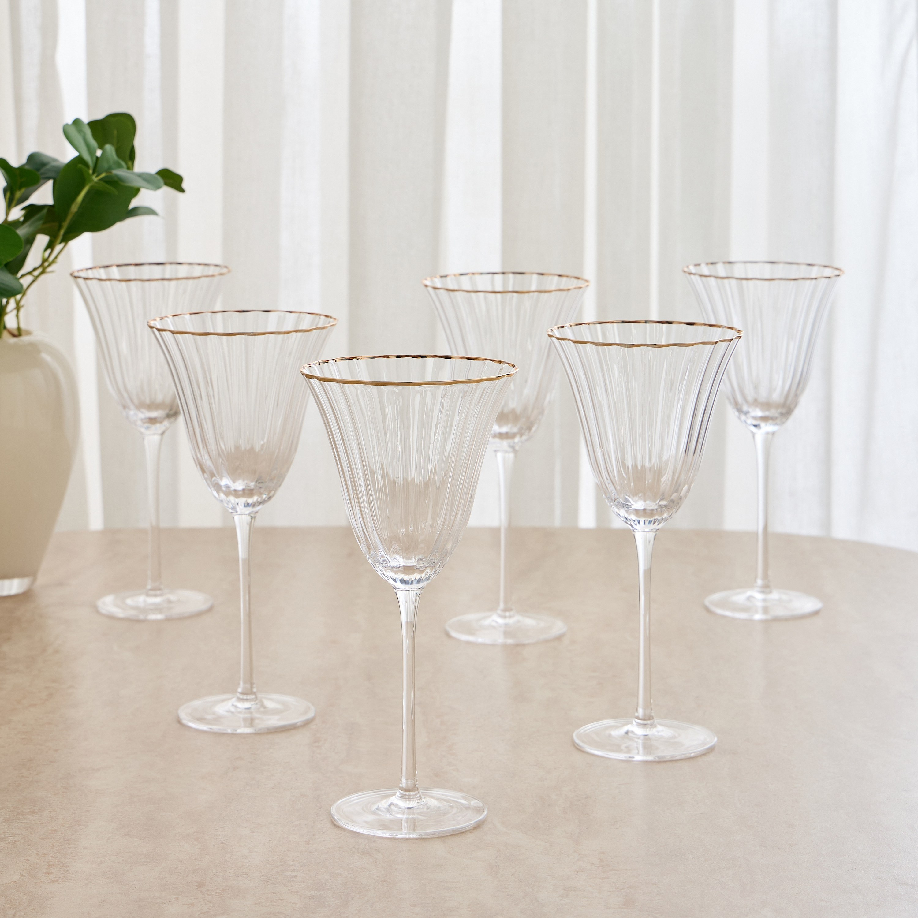 Raqiya 6-Piece Stem Glass Set - 385 ml-household-dining-glassware-stemware-image-1