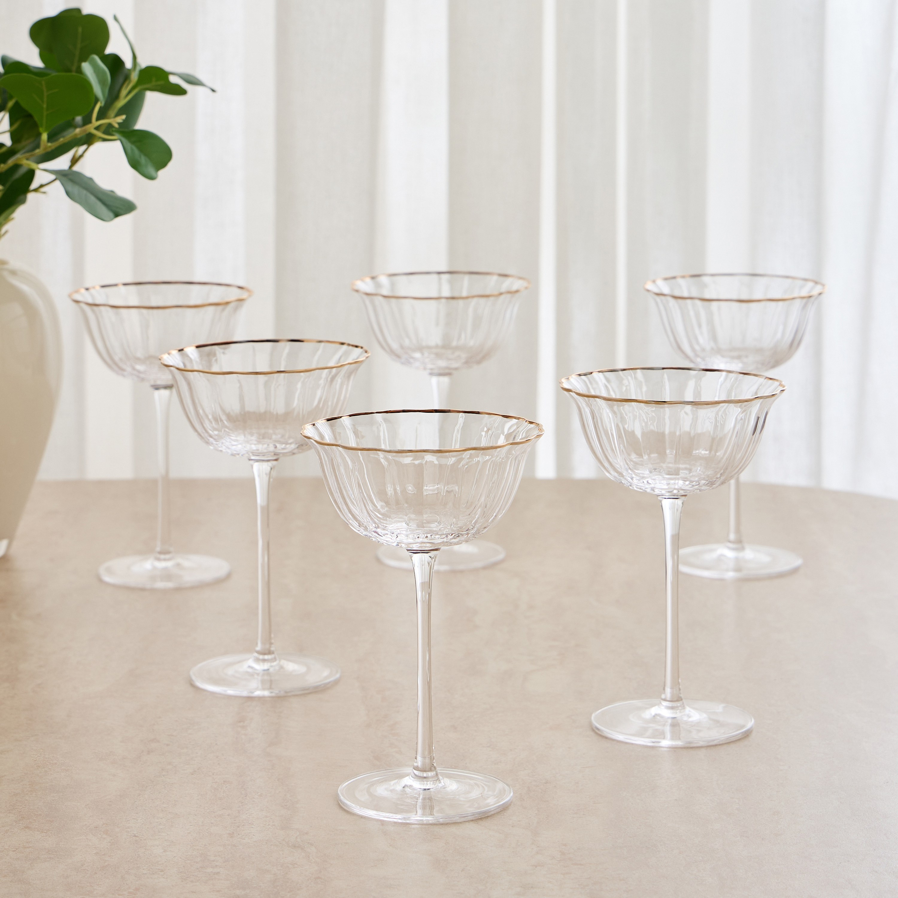 Raqiya 6-Piece Coupe Glass Set - 220 ml-household-dining-glassware-stemware-image-1