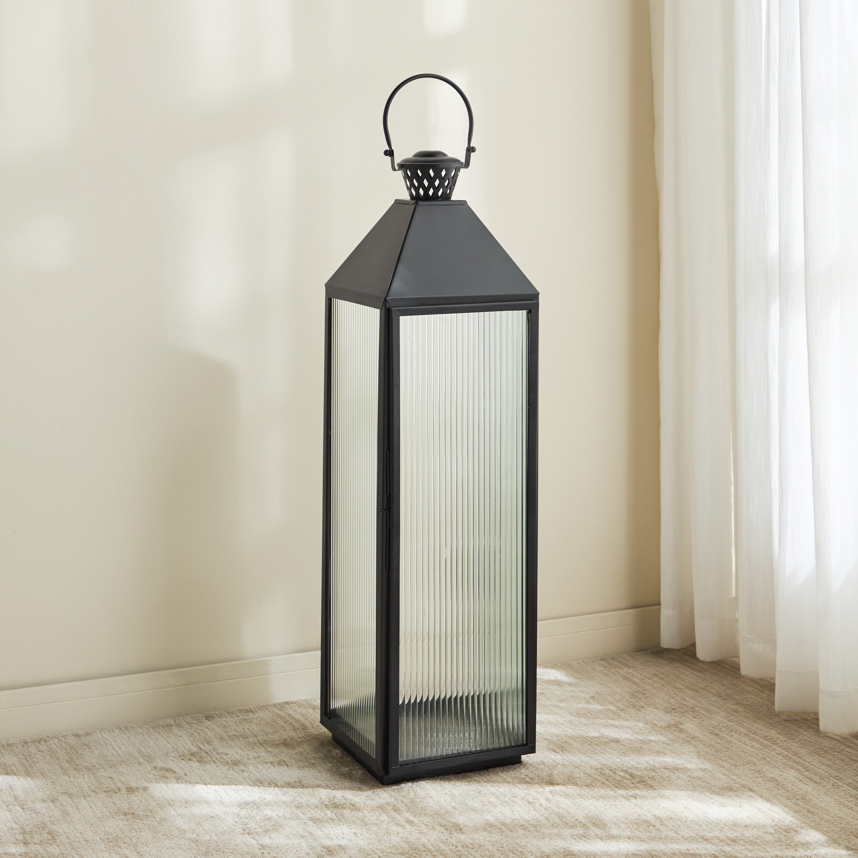 Adolf Metal and Glass Lantern - 114 cm