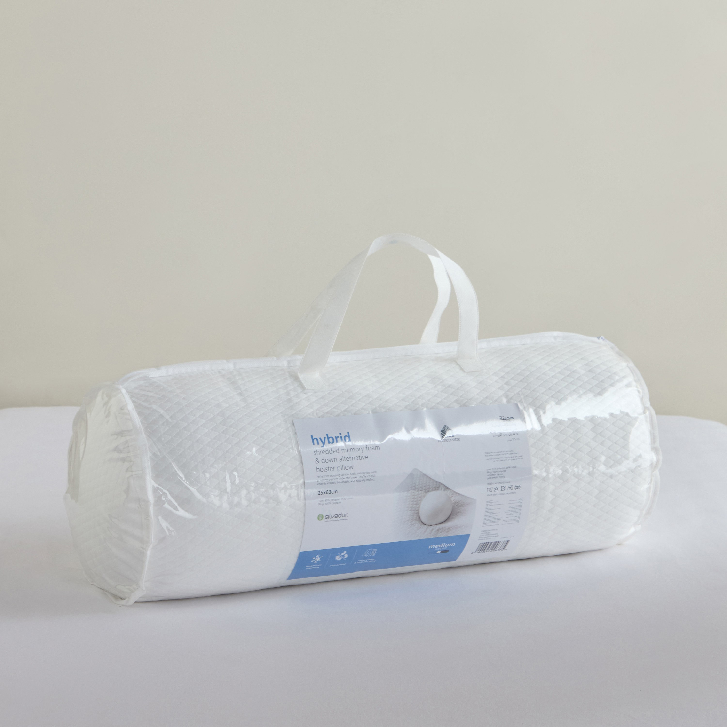 Tencel Hybrid Bolster Pillow - 25x63 cm-household-bedding-pillows-image-3