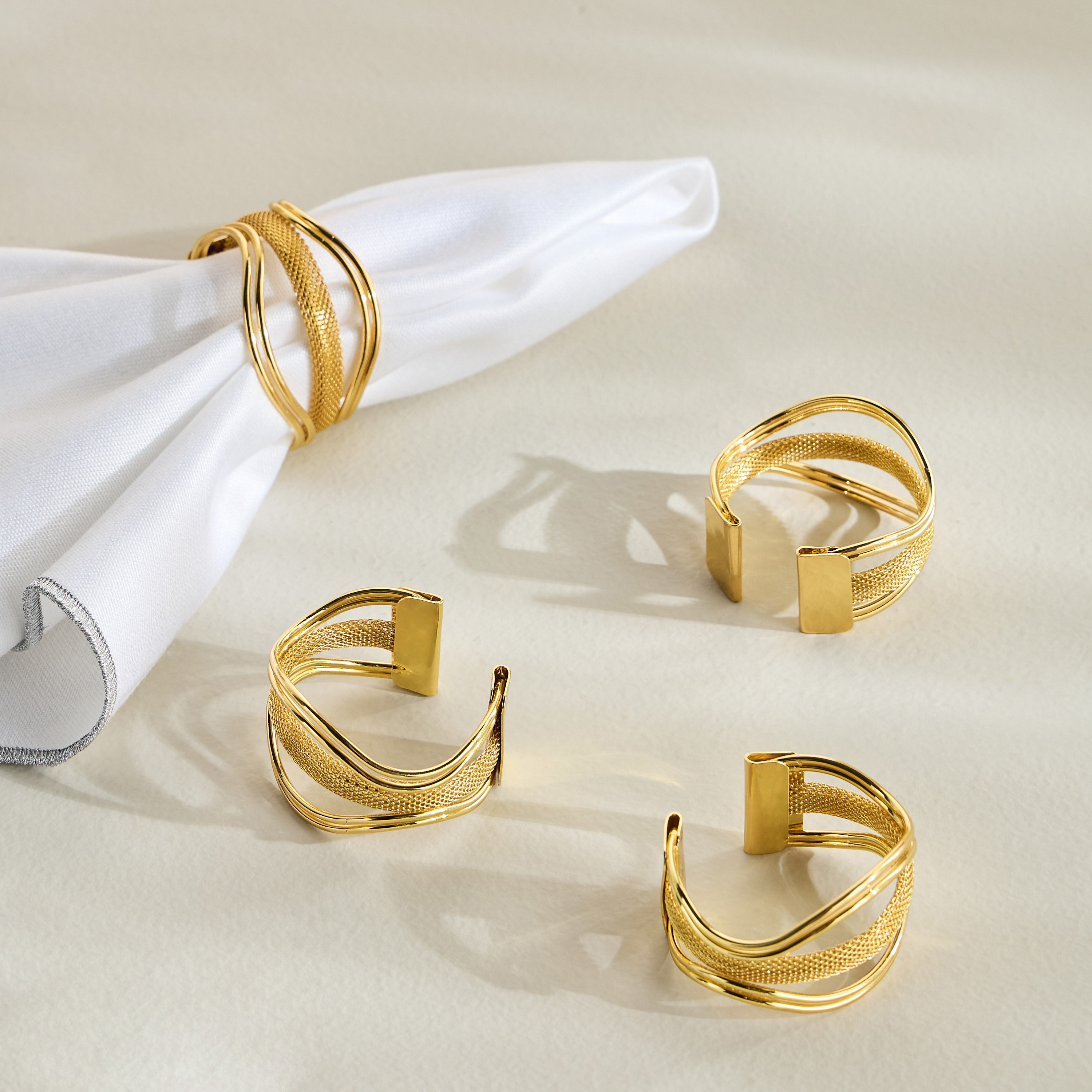 Sally 4-Piece Napkin Ring Set - 4 cm-household-dining-tablelinen-napkinsandaccessories-image-1