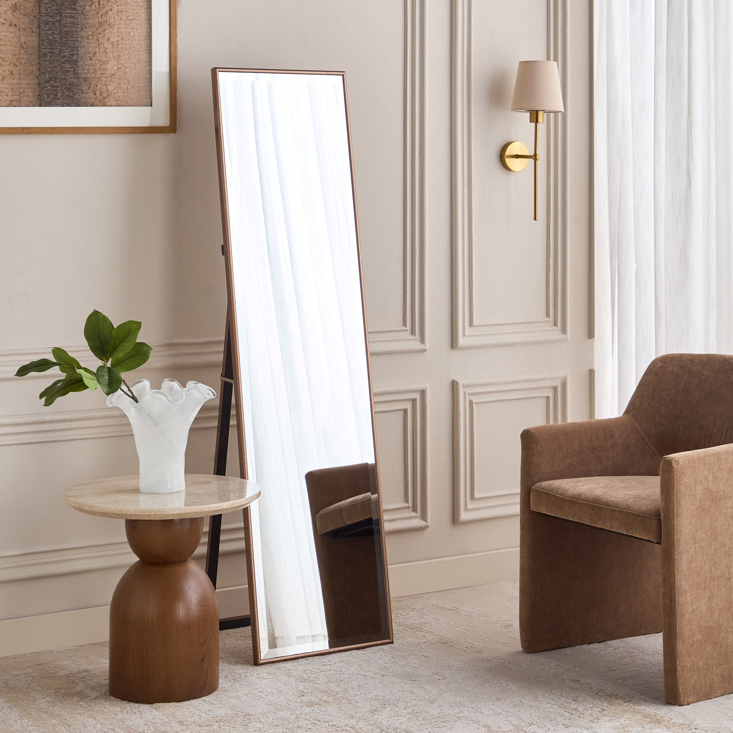 Olgana Bevelled Floor Mirror - 162x42 cm-household-walldecorandmirrors-mirrors-floormirrors-image-1