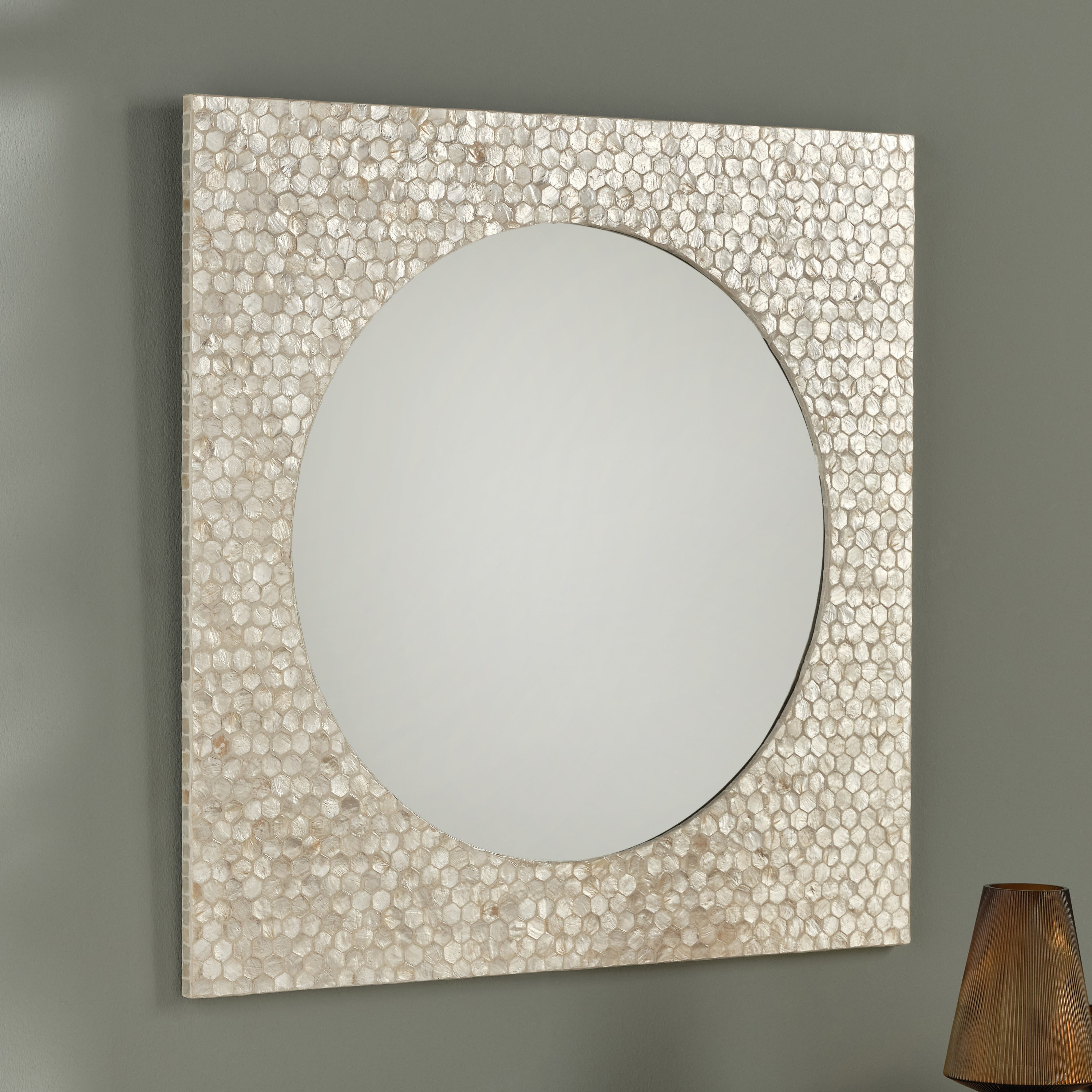Capora Capiz Wall Mirror - 80x80 cm-household-walldecorandmirrors-mirrors-wallmirrors-image-1