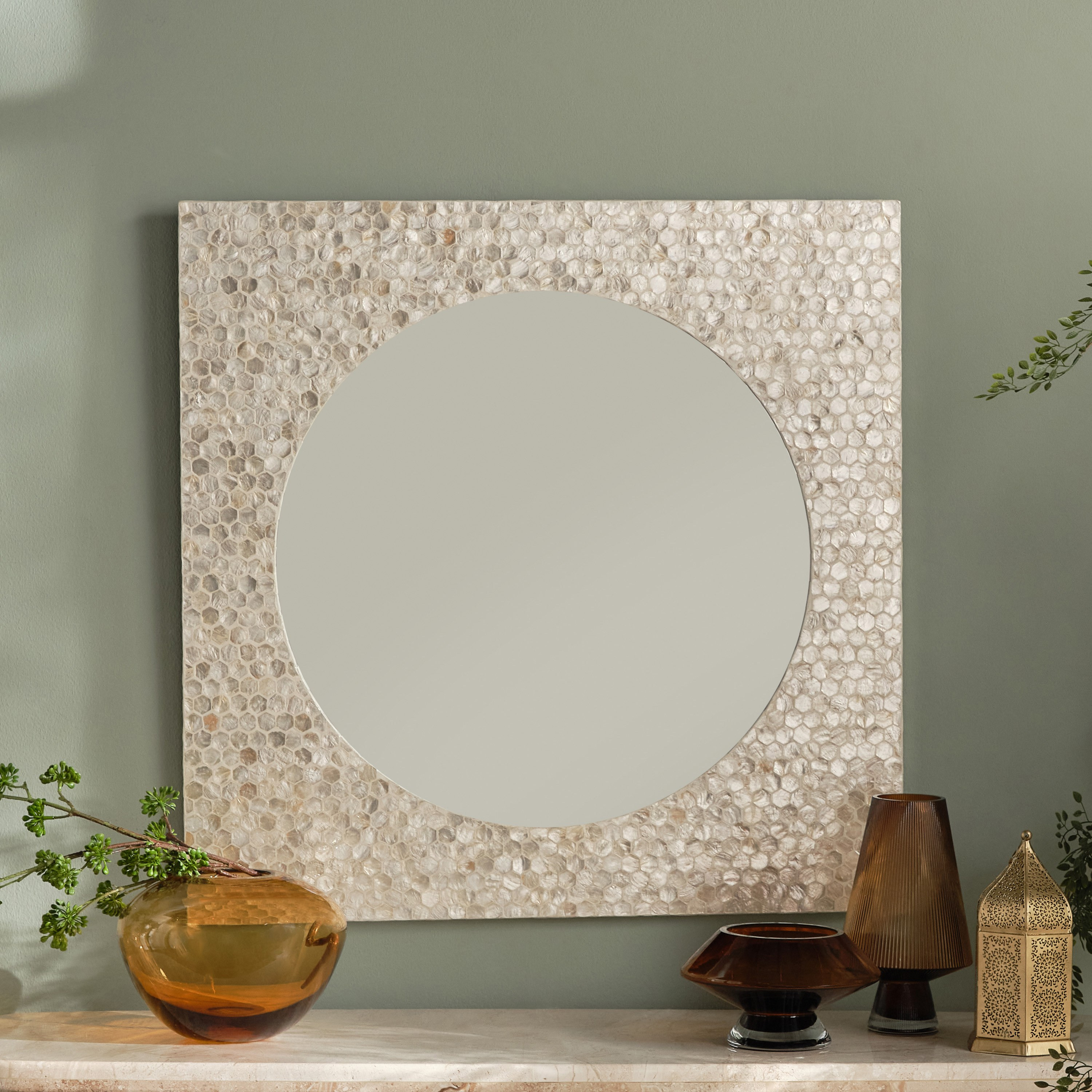 Capora Capiz Wall Mirror - 80x80 cm-household-walldecorandmirrors-mirrors-wallmirrors-image-4