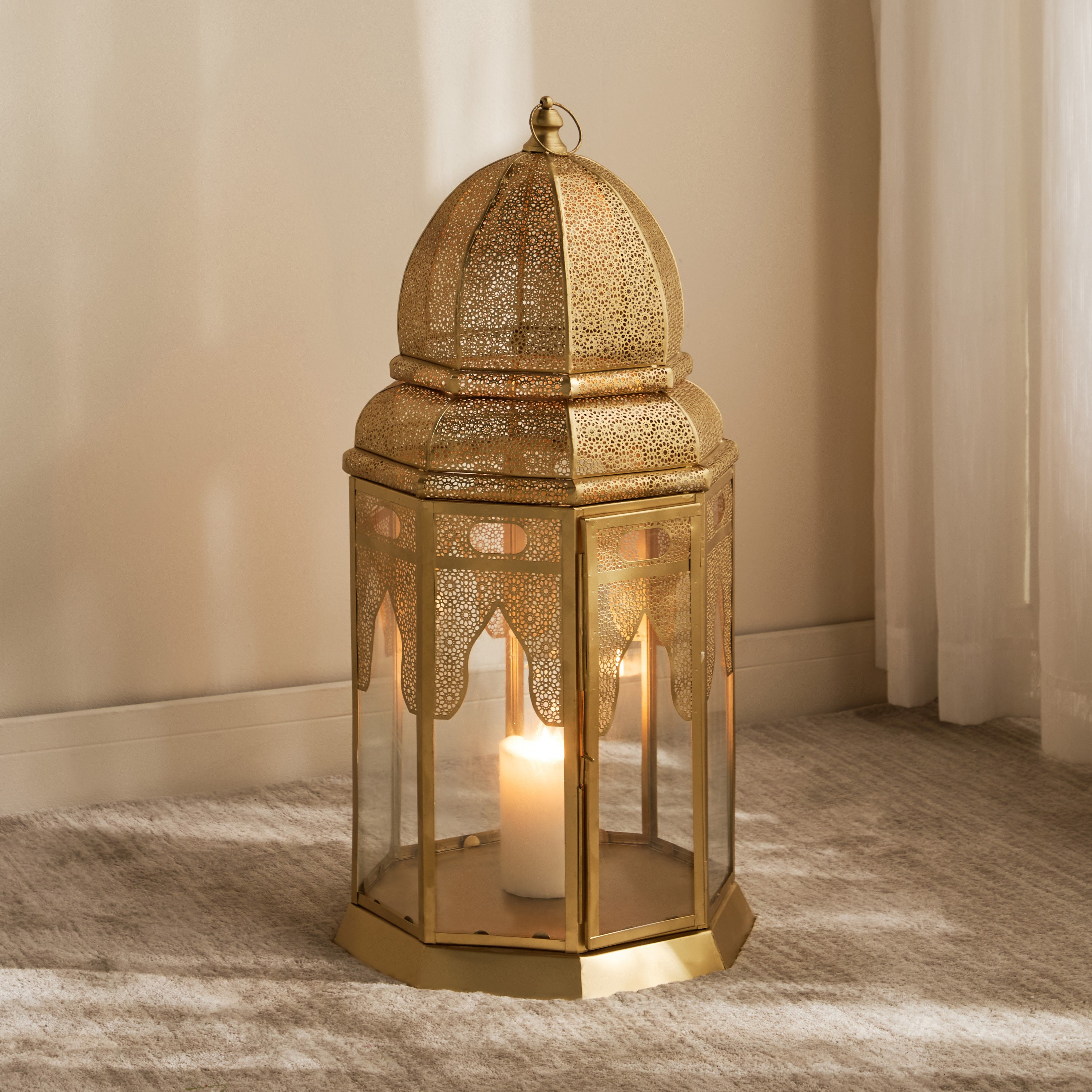 Zahra Metal and Glass Dome Lantern - 74 cm-household-decor-candleholdersandlanterns-image-2