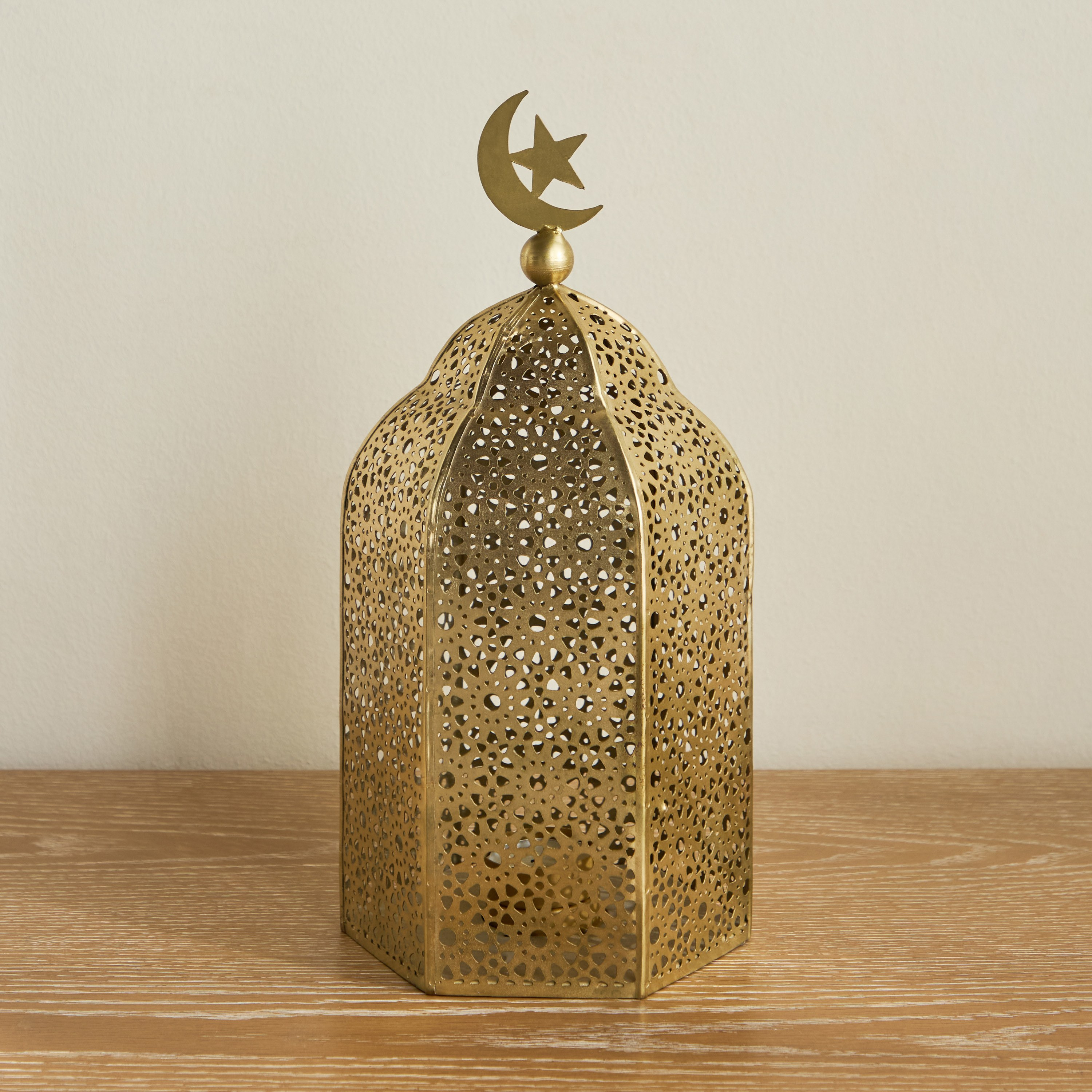 Crescent Lattice Metal Lantern - 30 cm-household-decor-candleholdersandlanterns-image-1
