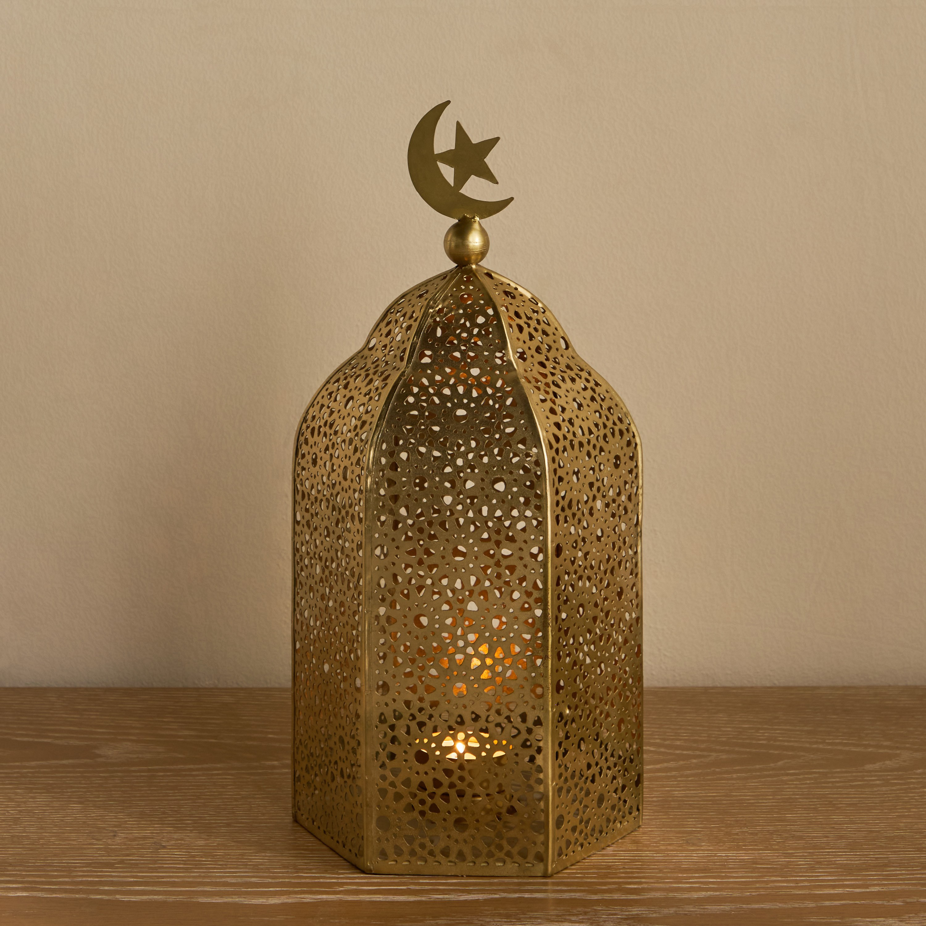 Crescent Lattice Metal Lantern - 30 cm-household-decor-candleholdersandlanterns-image-2