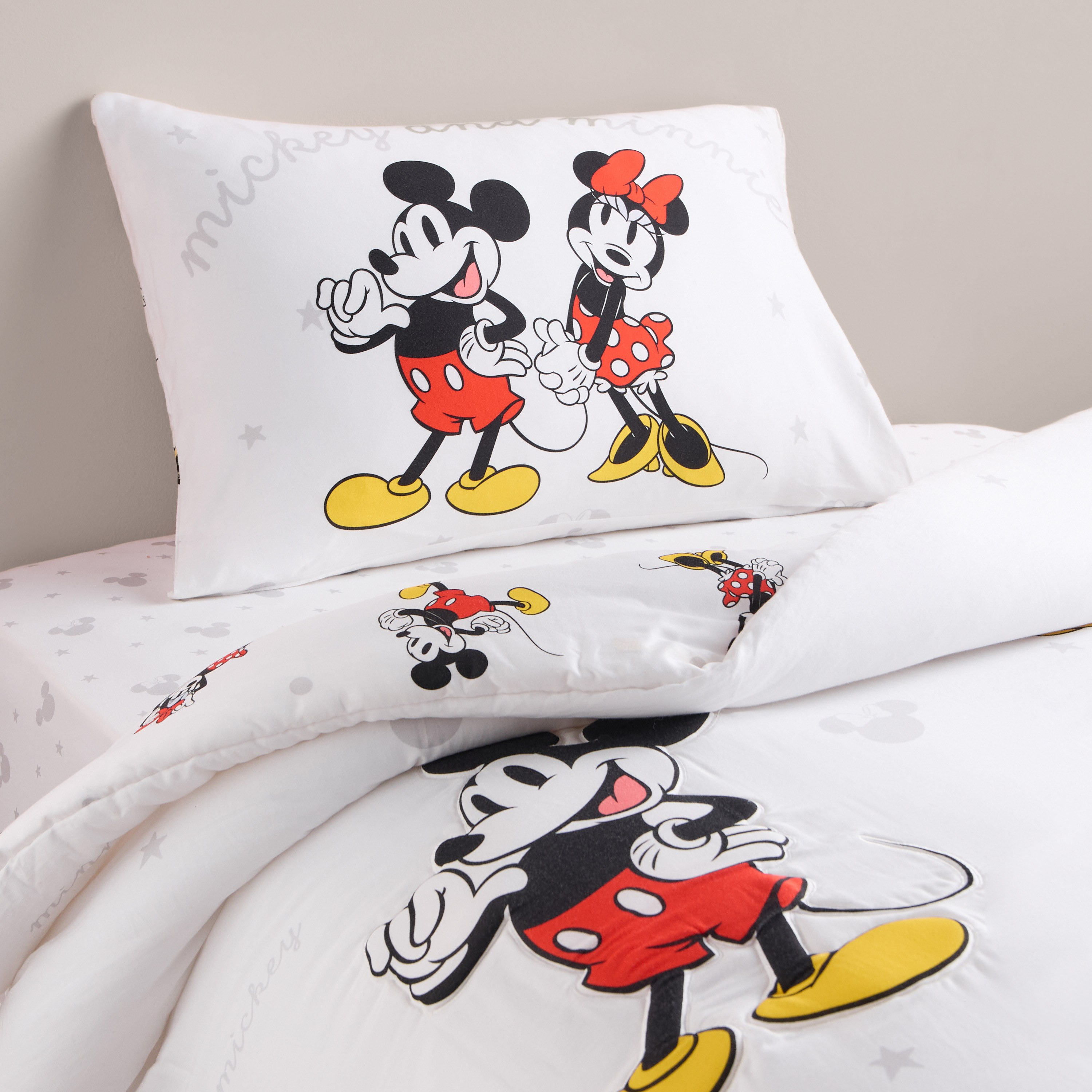 طقم لحاف قطن مقاس كامل بطبعات قطعتين - ميكي آند ميني - 160x220 سم-babyandkids-beddingandwindows-bedding-comforters-image-1