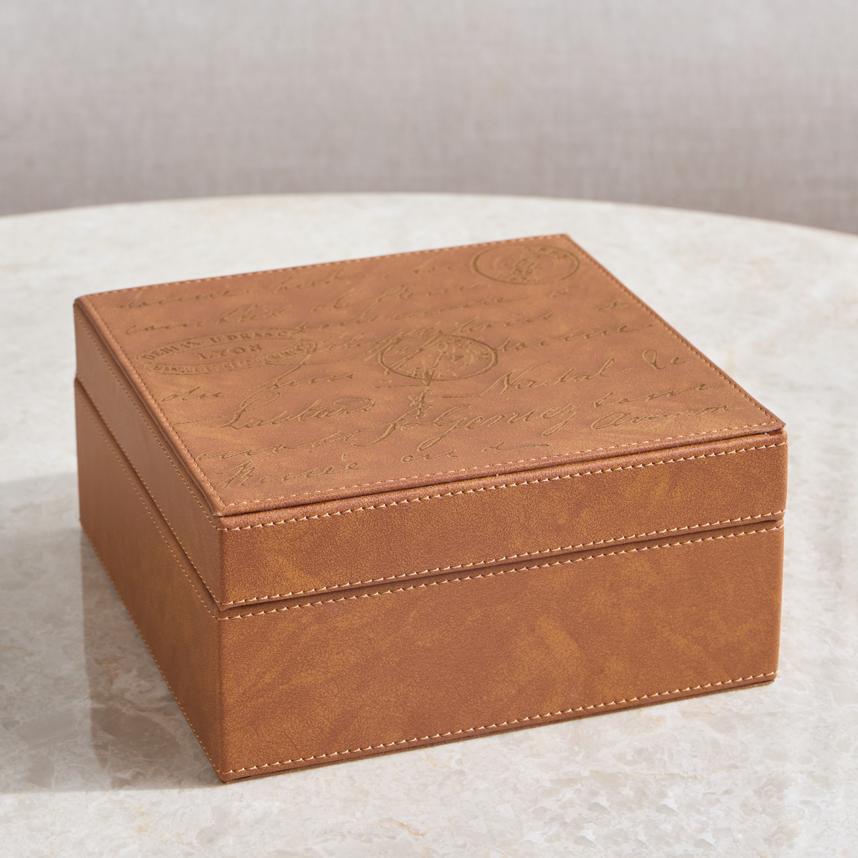 Raha Congac Faux Leather Decorative Box - 18 cm-household-decor-boxesandtrays-image-1
