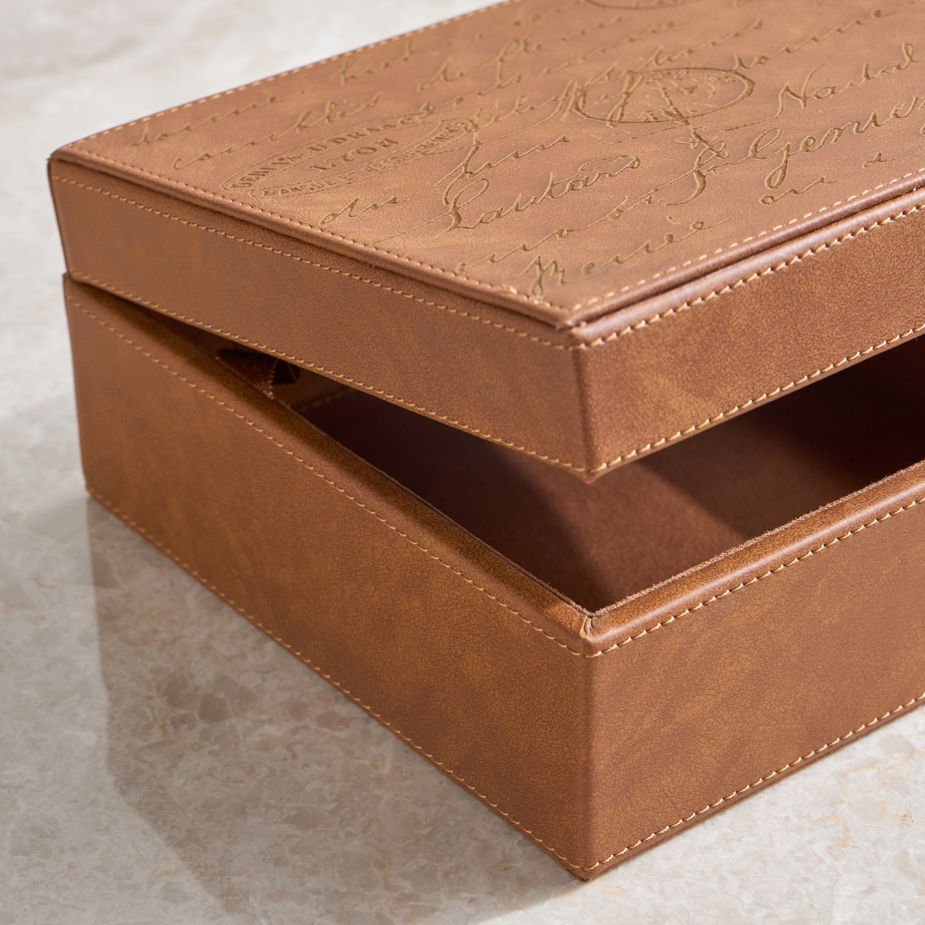 Raha Congac Faux Leather Decorative Box - 18 cm-household-decor-boxesandtrays-image-3