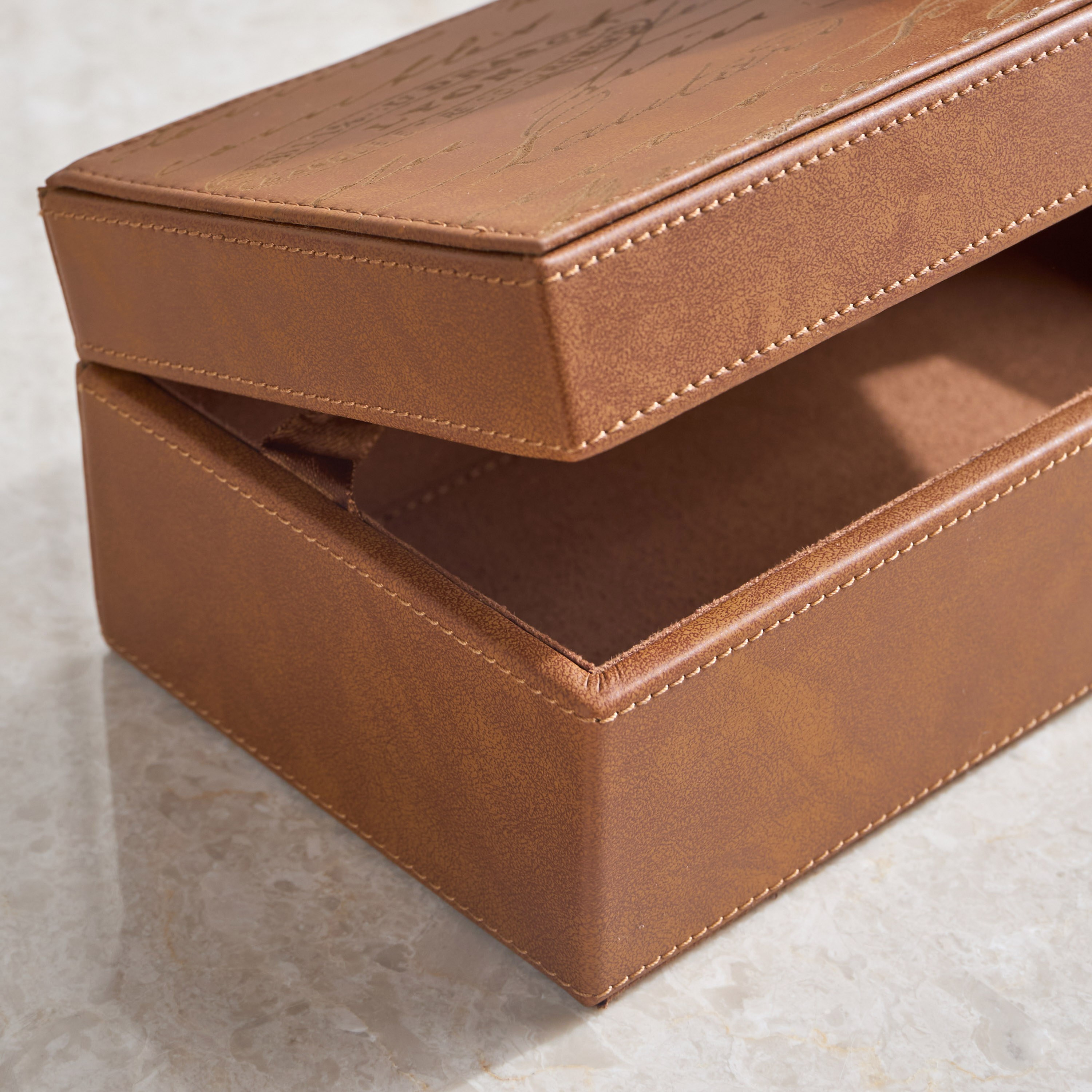 صندوق ديكور جلد صناعي - راحة كونياك - 25 سم-household-decor-boxesandtrays-image-3