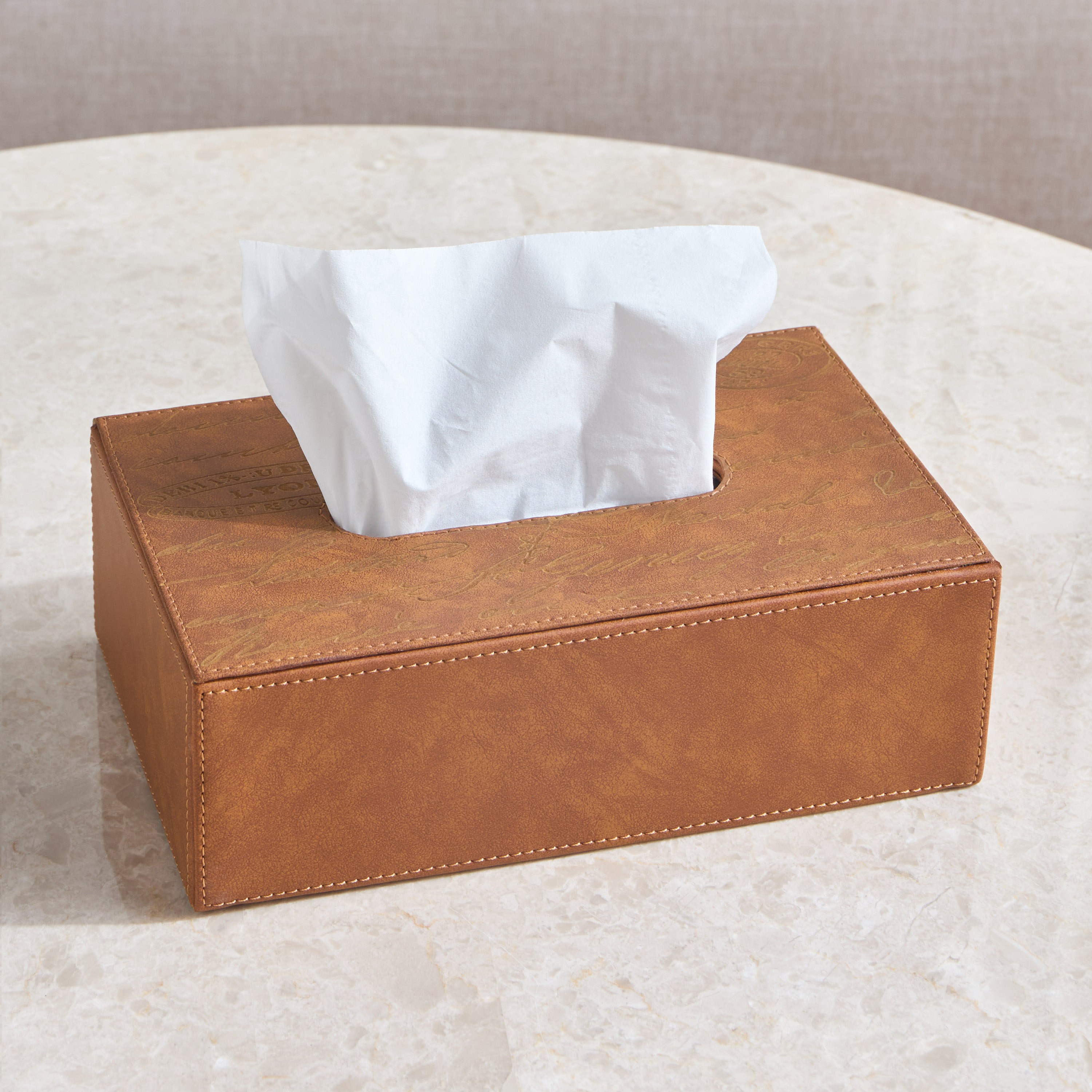 Raha Congac Faux Leather Tissue Box - 25 cm