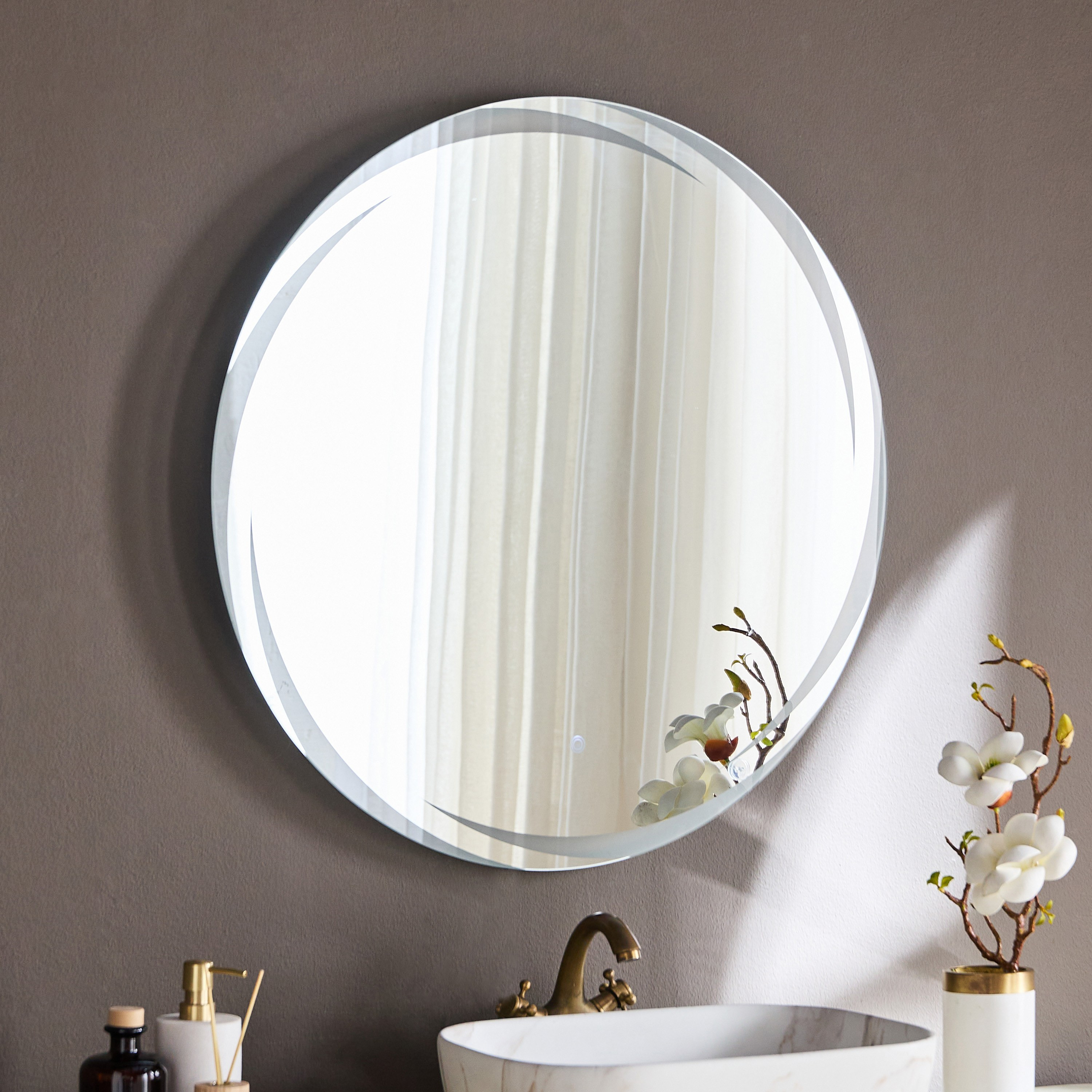 مرآة حائط ليد - جلورا - 80 سم-household-walldecorandmirrors-mirrors-wallmirrors-image-1