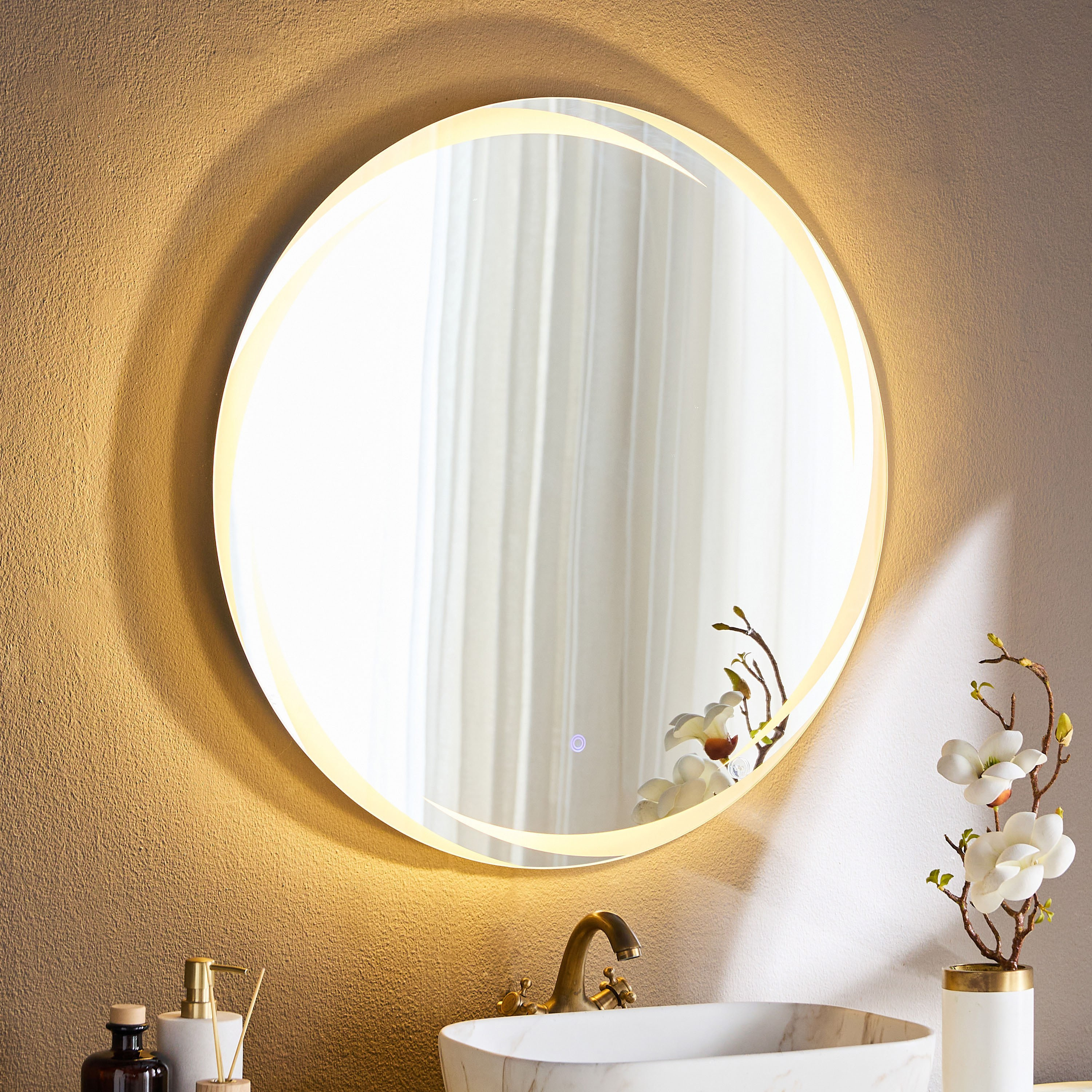 مرآة حائط ليد - جلورا - 80 سم-household-walldecorandmirrors-mirrors-wallmirrors-image-2
