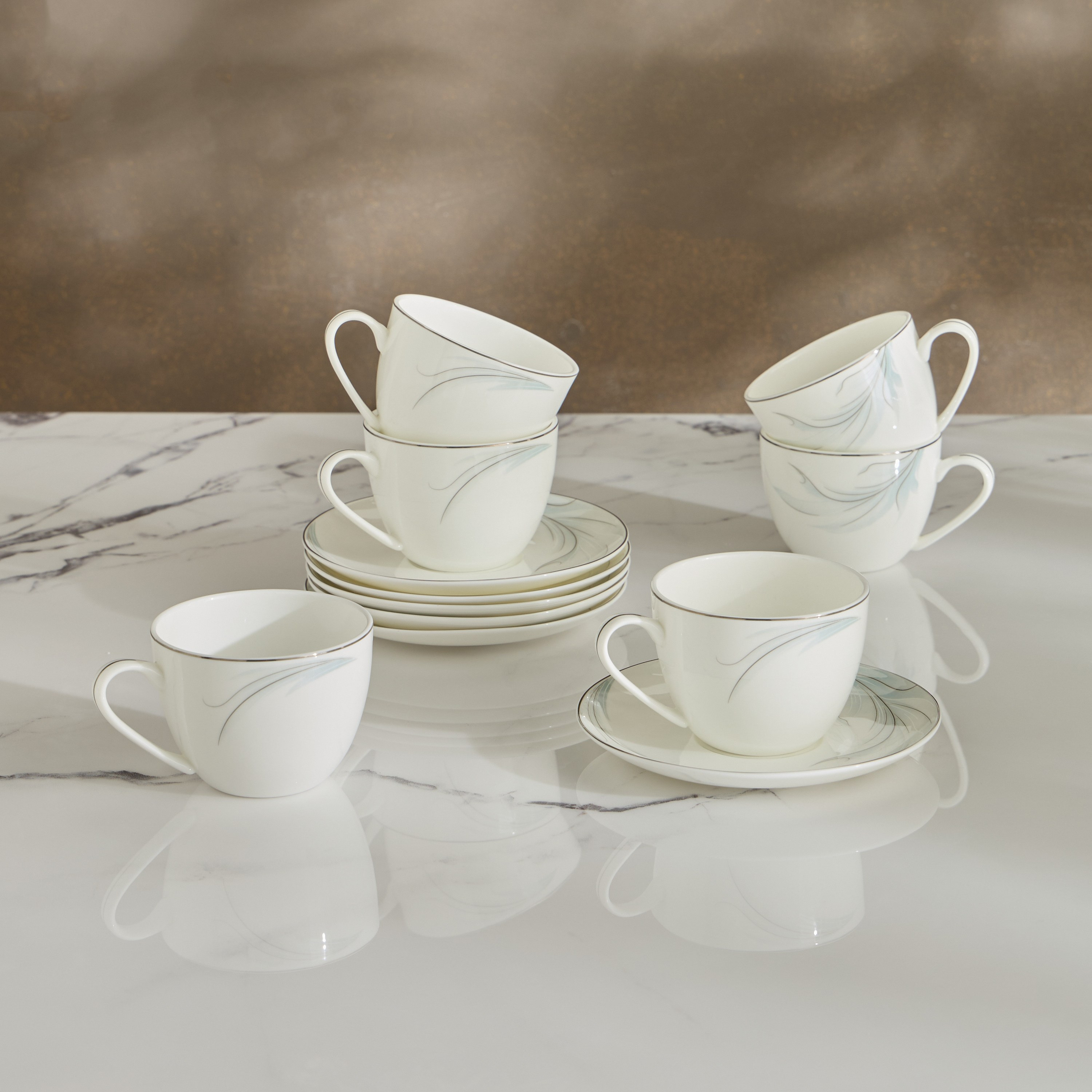 Emilia 12-Piece Bone China Tea Set - 220 ml, Serves 6-household-dining-teaandcoffee-teaandcoffeesets-image-1