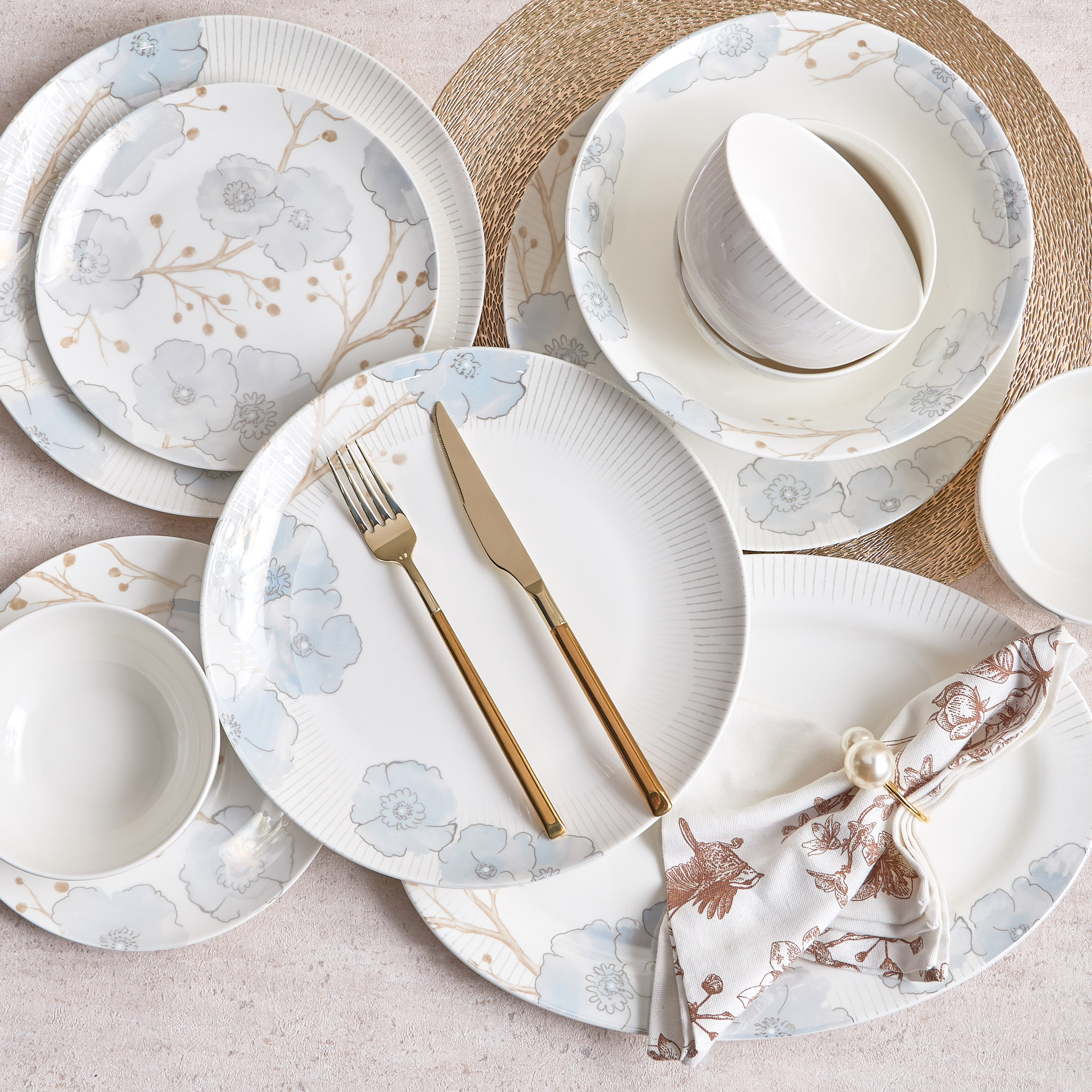 Eva 23-Piece New Bone China Dinner Set - Serves 6