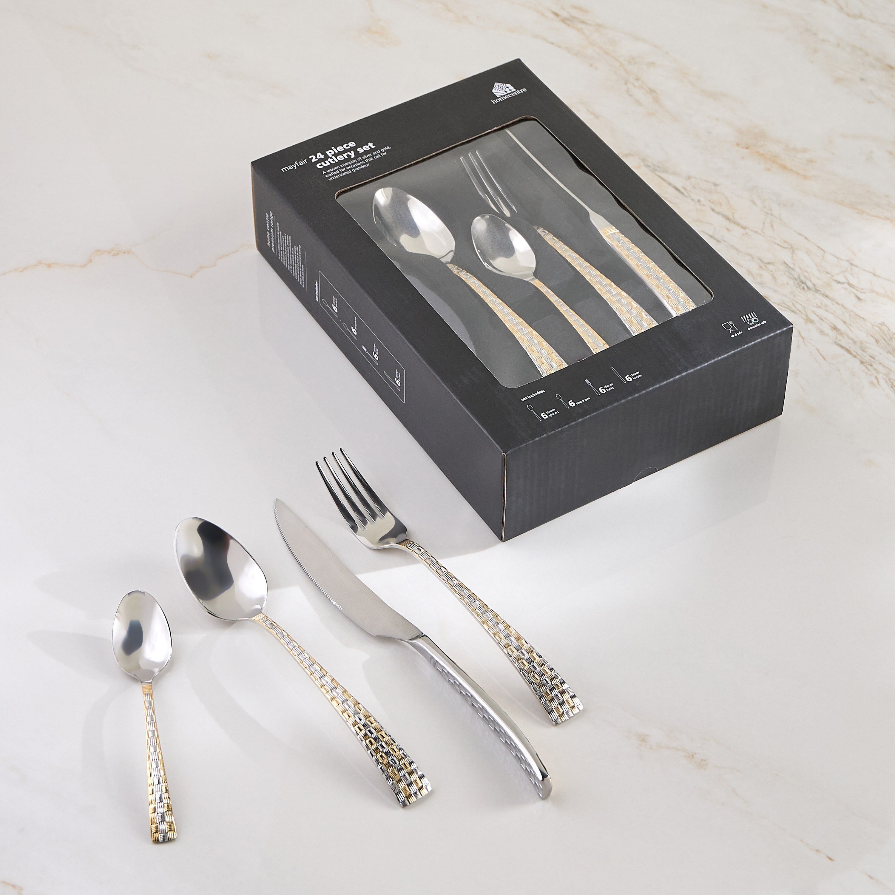 طقم أدوات مائدة 24 قطعة - مايفير - يخدم 6 أفراد (مجموعة متنوعة)-household-dining-cutlery-cutlerysets-image-5