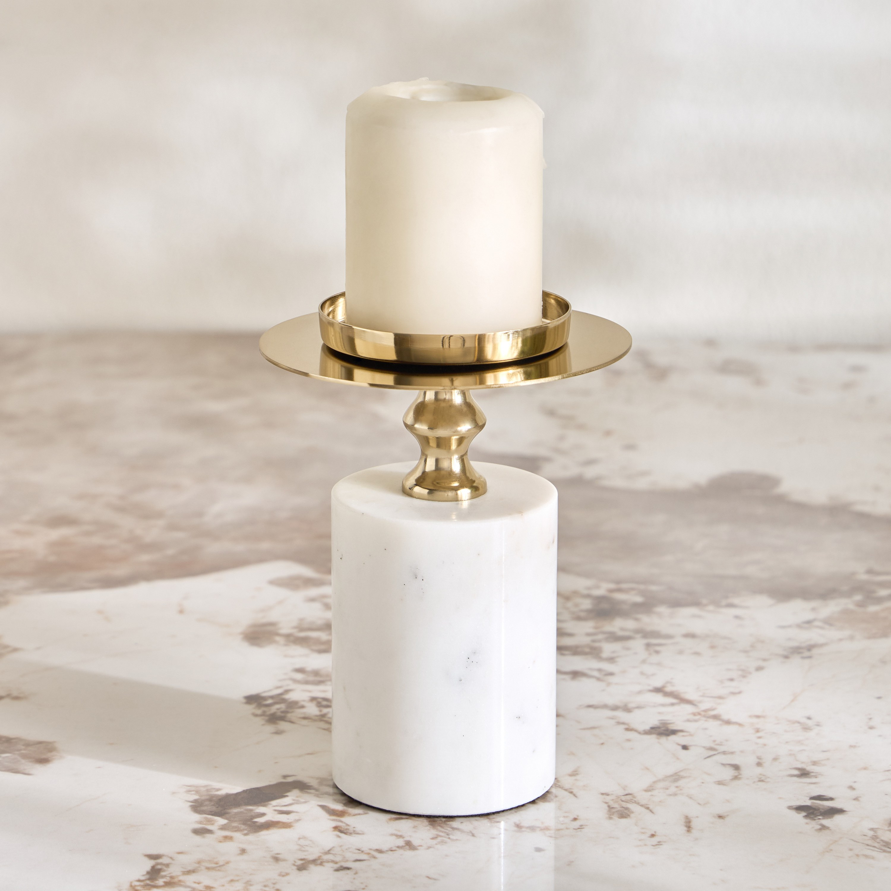 Raqiya Disc Pillar Candleholder - 17 cm-household-decor-candleholdersandlanterns-image-1