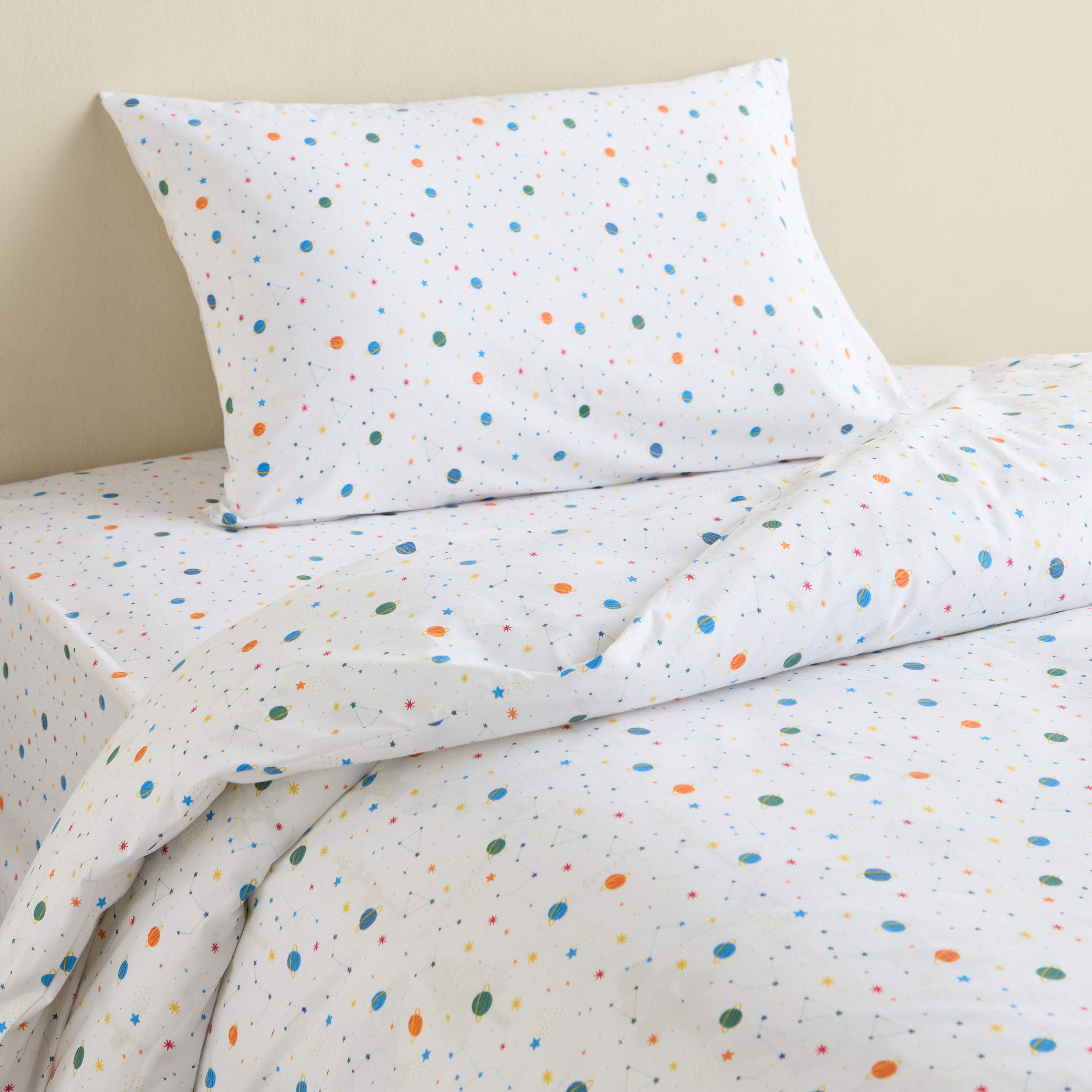 طقم غطاء لحاف كامل قطعتين قطن عدد خيوط 200 بلانيتس - دريمز - 160x200 سم-babyandkids-beddingandwindows-bedding-duvetcovers-image-1