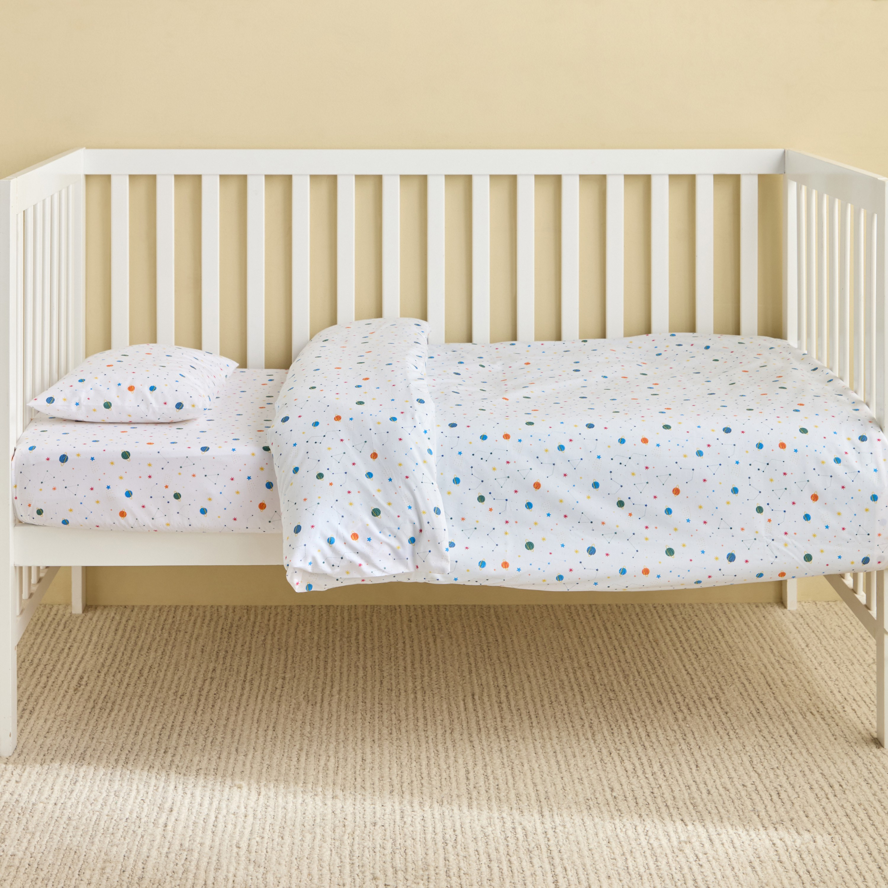 Dreamz Planets Cotton 200 Thread Count 2-Piece Nursery Duvet Cover Set - 110x125 cm