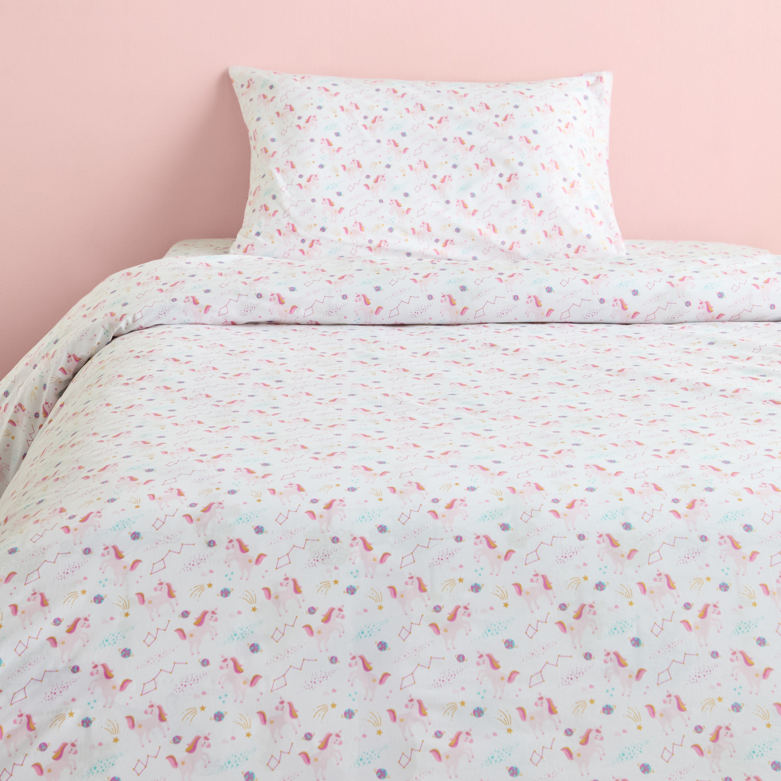 طقم غطاء لحاف كامل قطعتين قطن عدد خيوط 200 يونيكورن - دريمز - 160x200 سم-babyandkids-beddingandwindows-bedding-duvetcovers-image-2
