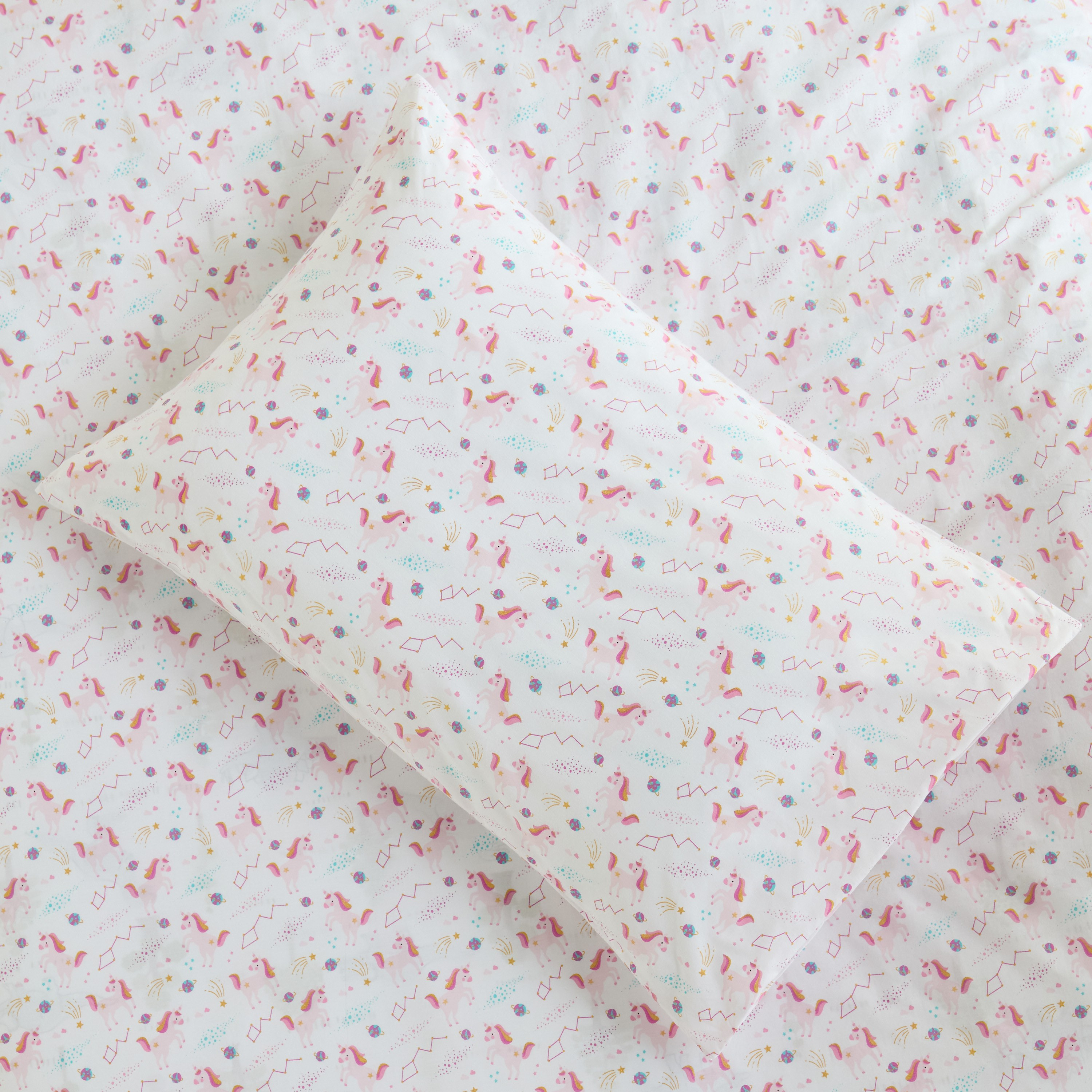 طقم غطاء لحاف كامل قطعتين قطن عدد خيوط 200 يونيكورن - دريمز - 160x200 سم-babyandkids-beddingandwindows-bedding-duvetcovers-image-3