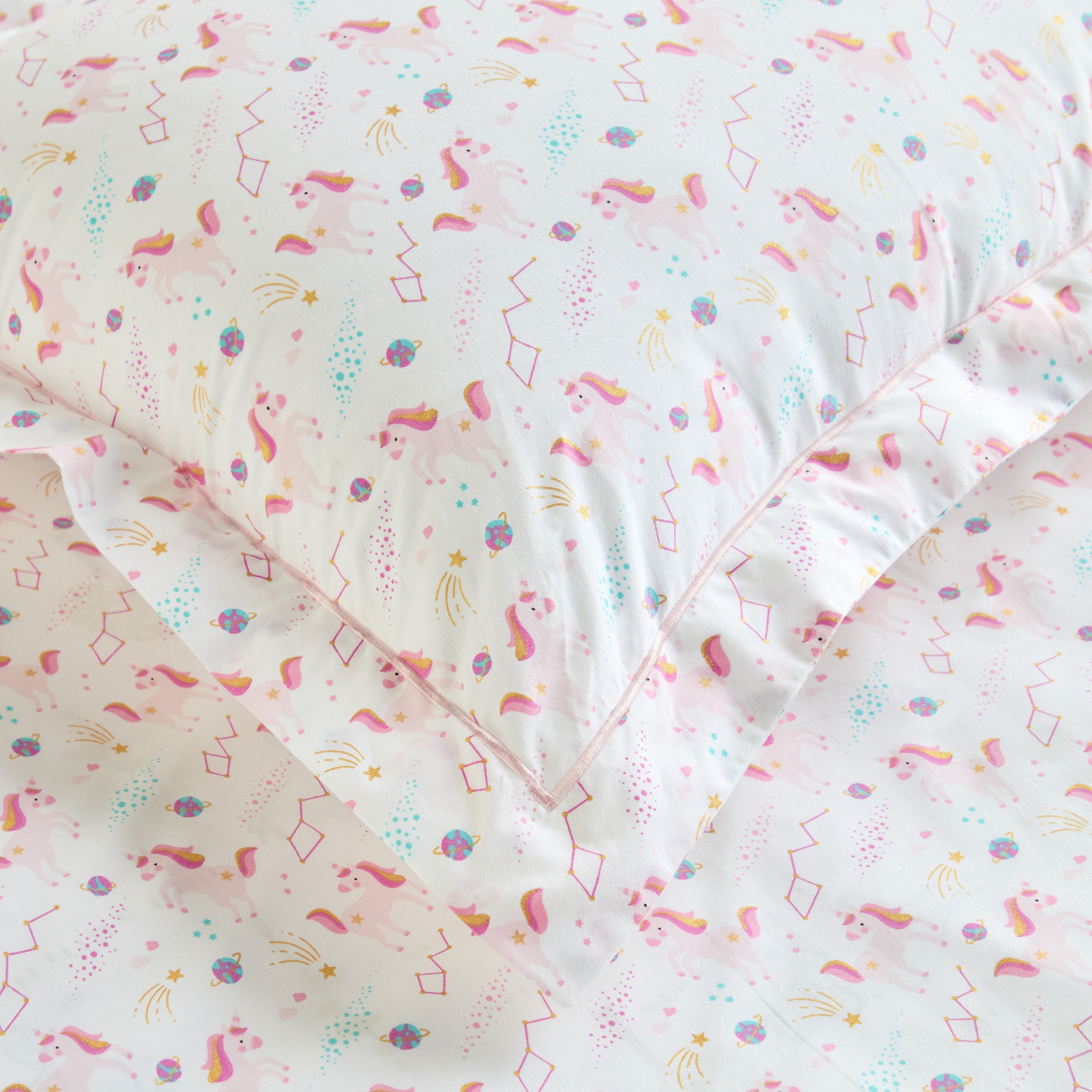 طقم أغطية وسائد قطعتين قطن عدد خيوط 200 - دريمز يونيكورن - 50x75 سم-babyandkids-beddingandwindows-bedding-pillowcases-image-3