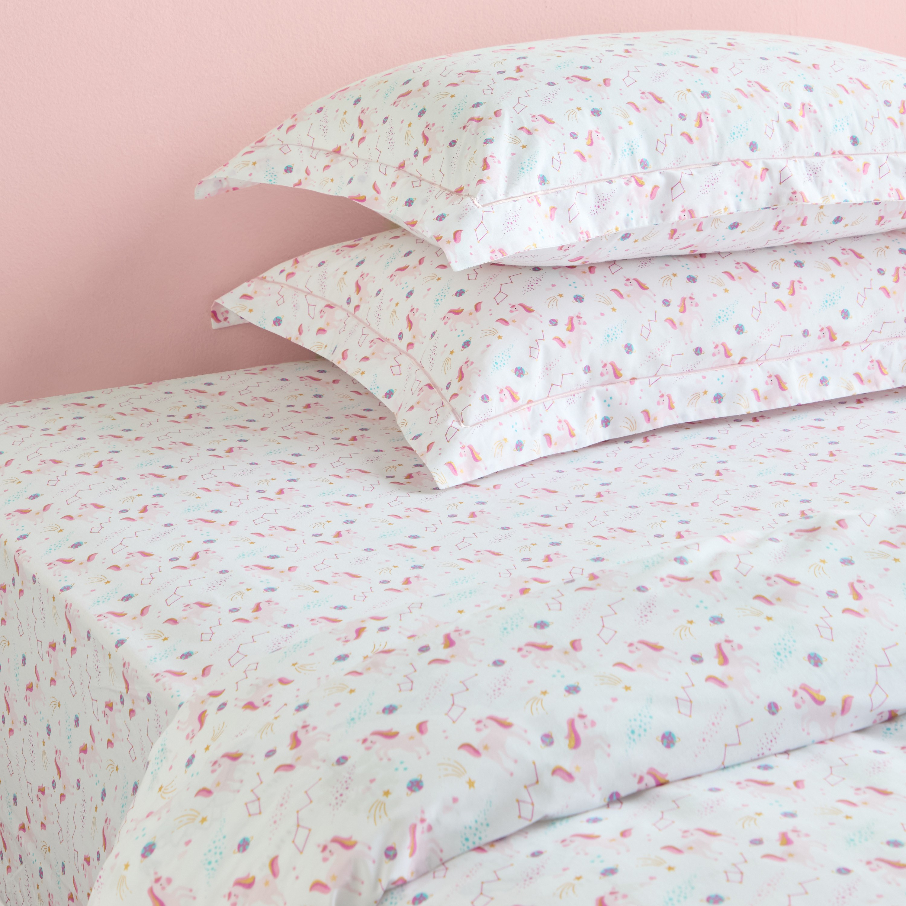 طقم أغطية وسائد قطعتين قطن عدد خيوط 200 - دريمز يونيكورن - 50x75 سم-babyandkids-beddingandwindows-bedding-pillowcases-image-4