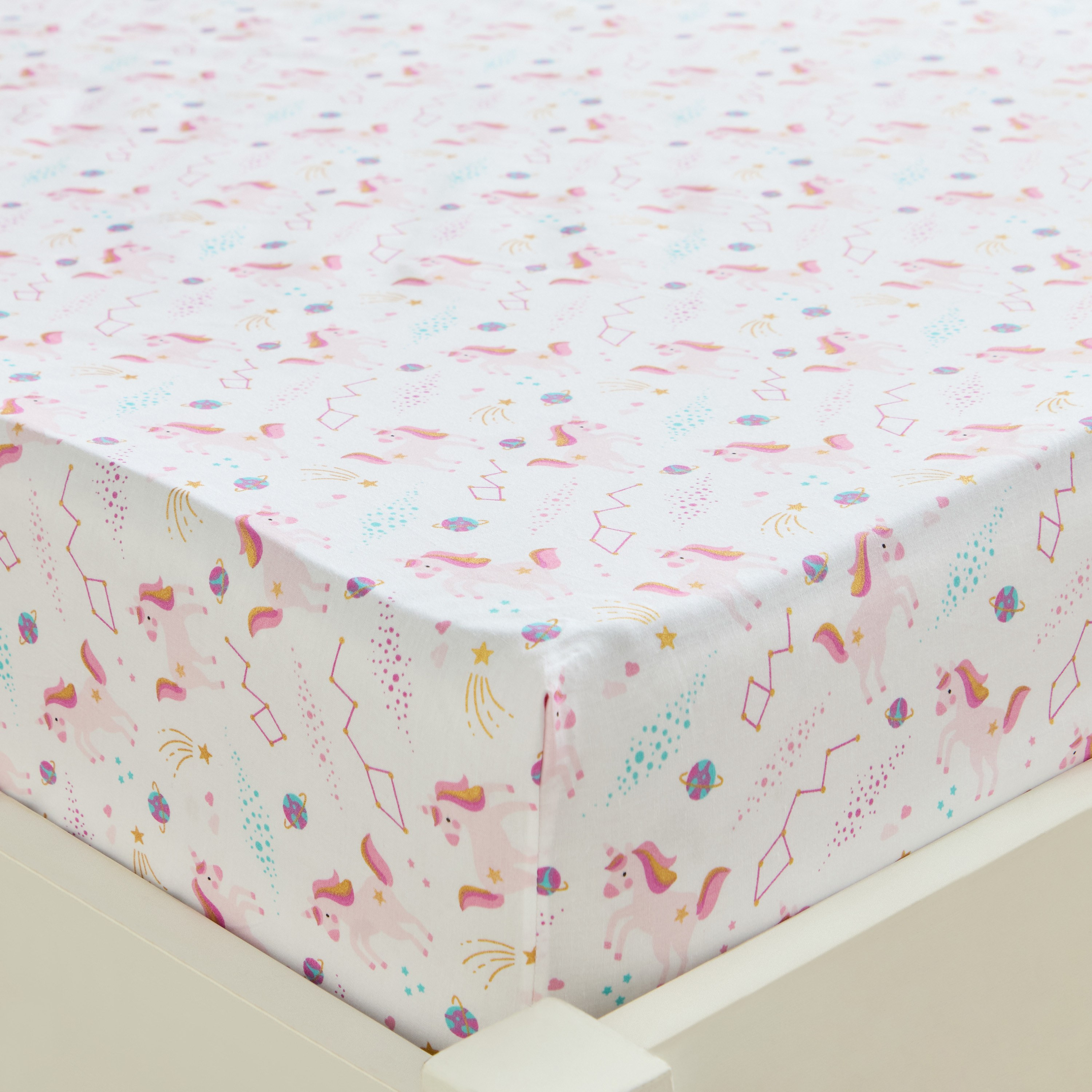 شرشف مطاطي مفرد قطن بعدد خيوط 200 وتصميم يونيكرون - دريمز - 90x200 سم-babyandkids-beddingandwindows-bedding-fittedandflatsheets-image-1