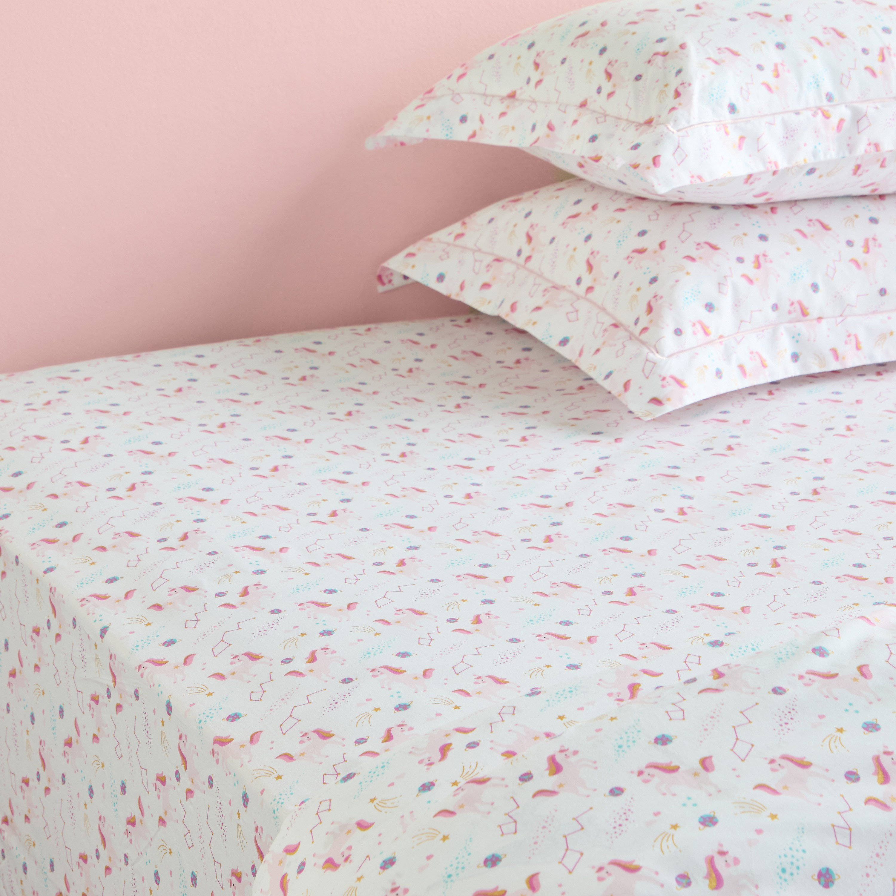 شرشف مطاطي مفرد قطن بعدد خيوط 200 وتصميم يونيكرون - دريمز - 90x200 سم-babyandkids-beddingandwindows-bedding-fittedandflatsheets-image-3