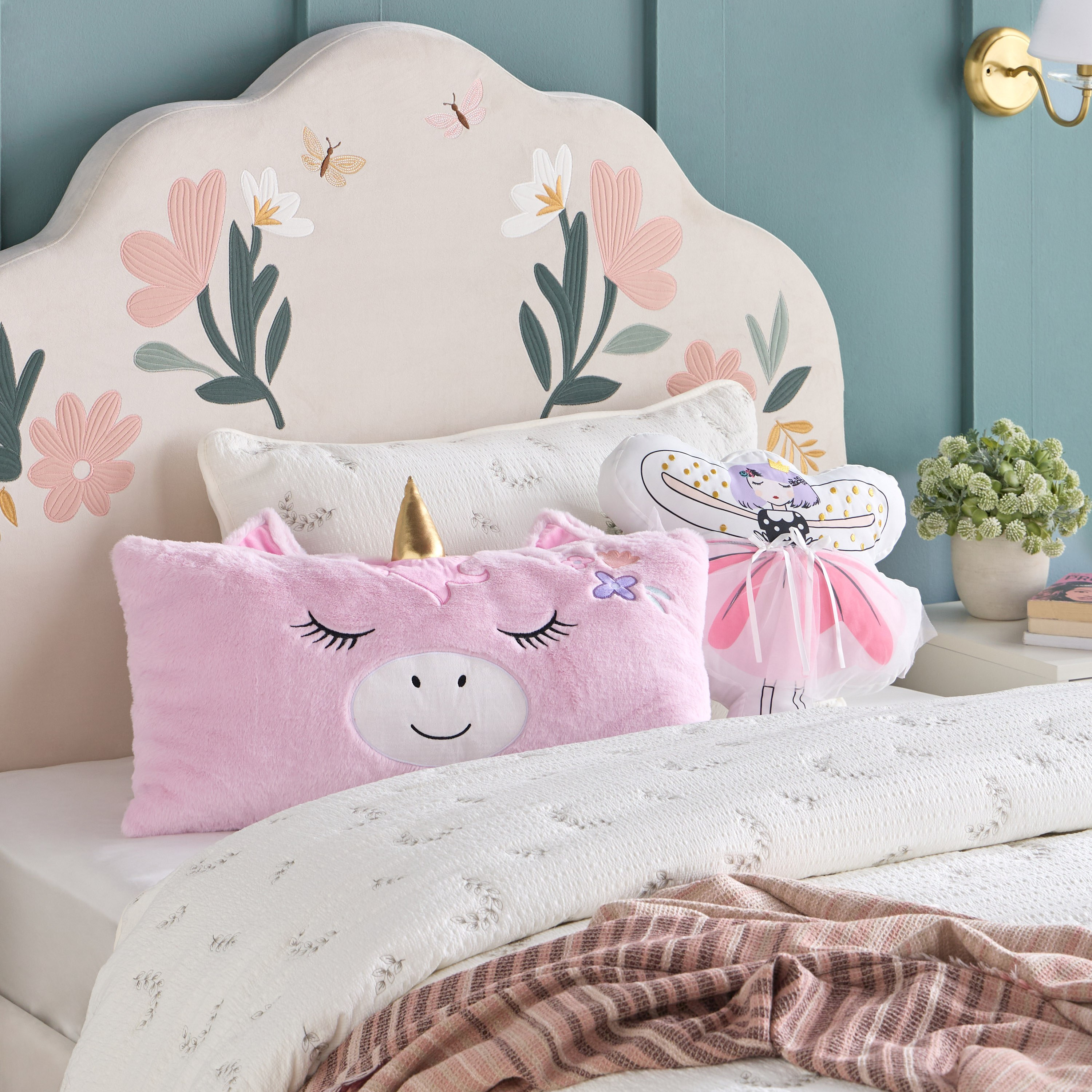 وسادة محشوة مطرزة - بيوني - 40x40 سم-babyandkids-beddingandwindows-bedding-filledcushionsandcovers-image-3