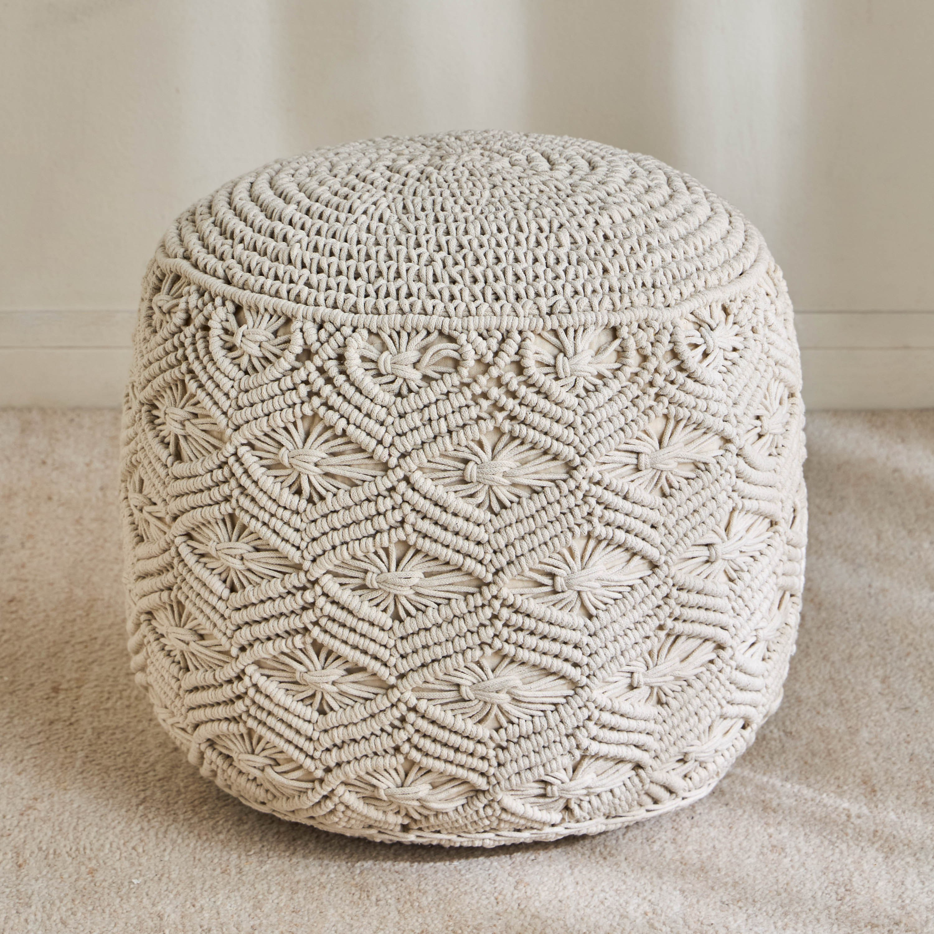 Macrame Pouf-household-cushionsandthrows-poufs-image-1