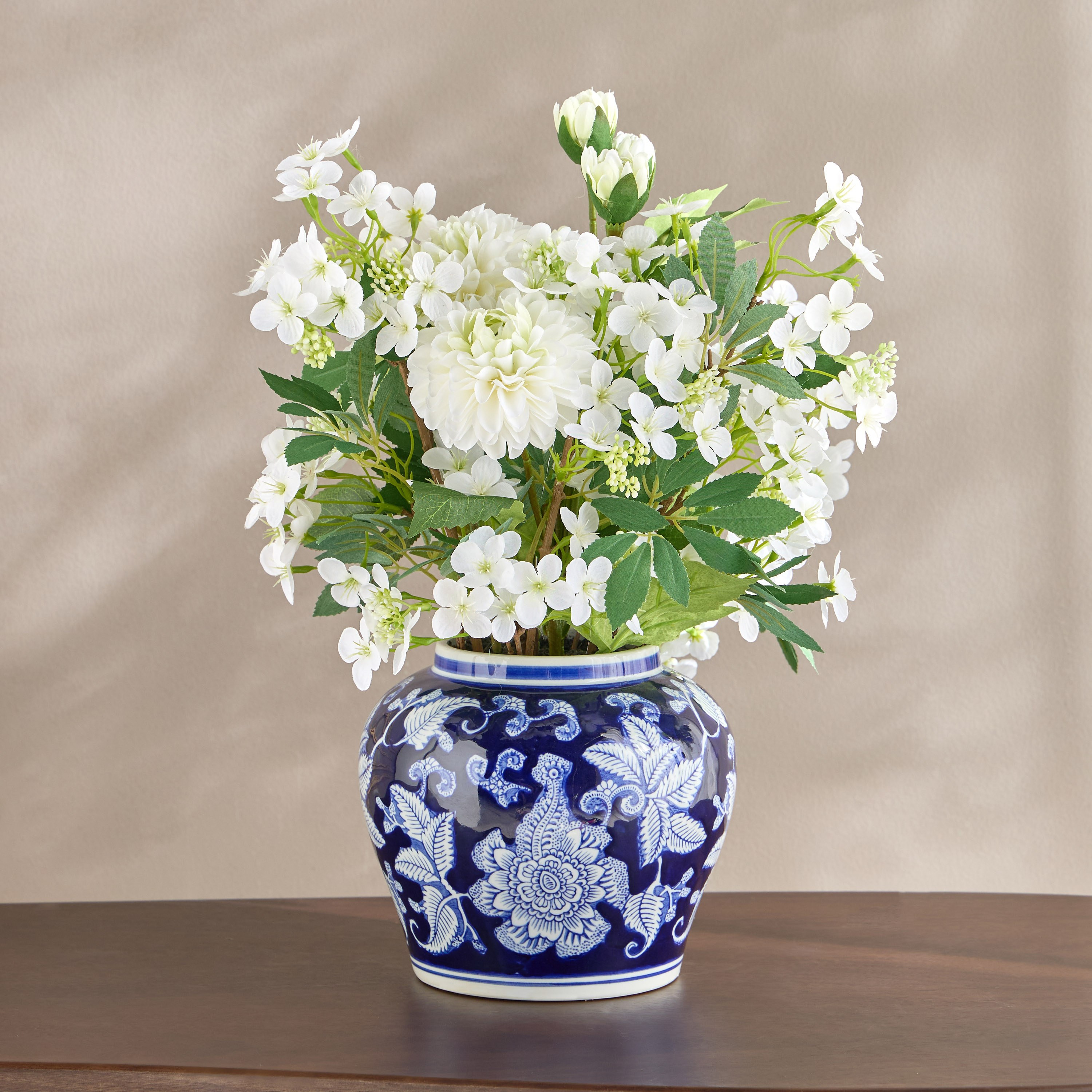 Chinoiserie Plant in Ceramic Pot - 40 cm-household-gardenandoutdoor-artificialflowersandplants-flowers-image-1