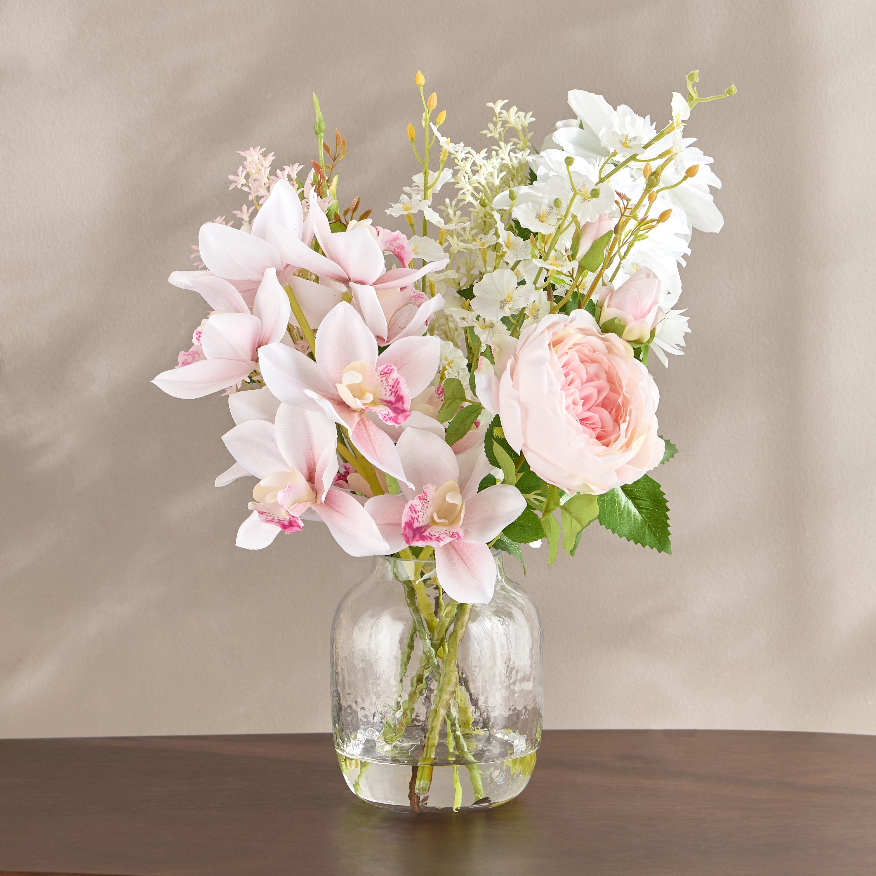 Clarity Spring Mixed Floral Arrangement in Glass Pot - 38 cm-household-gardenandoutdoor-artificialflowersandplants-flowers-image-1