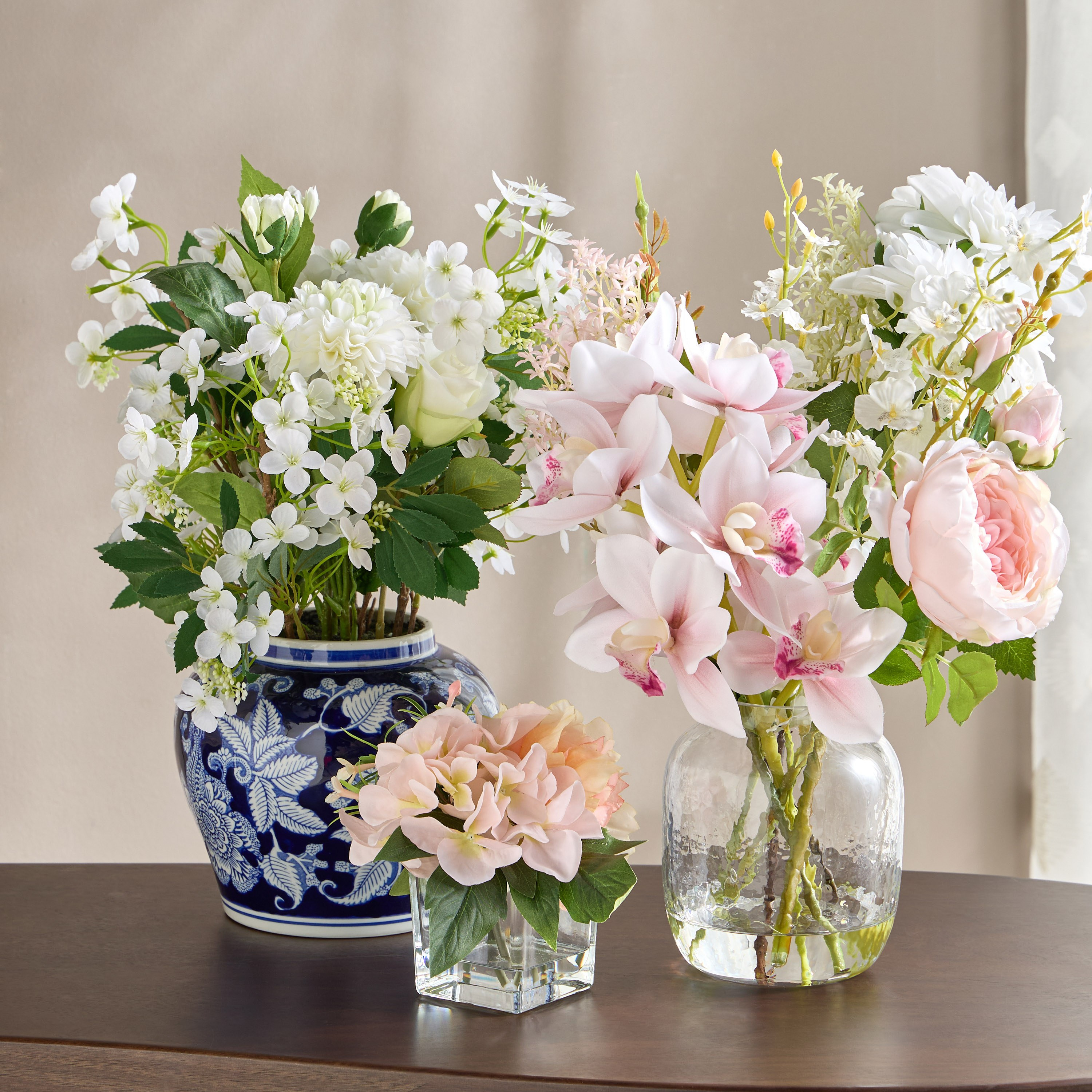 Clarity Spring Mixed Floral Arrangement in Glass Pot - 38 cm-household-gardenandoutdoor-artificialflowersandplants-flowers-image-4