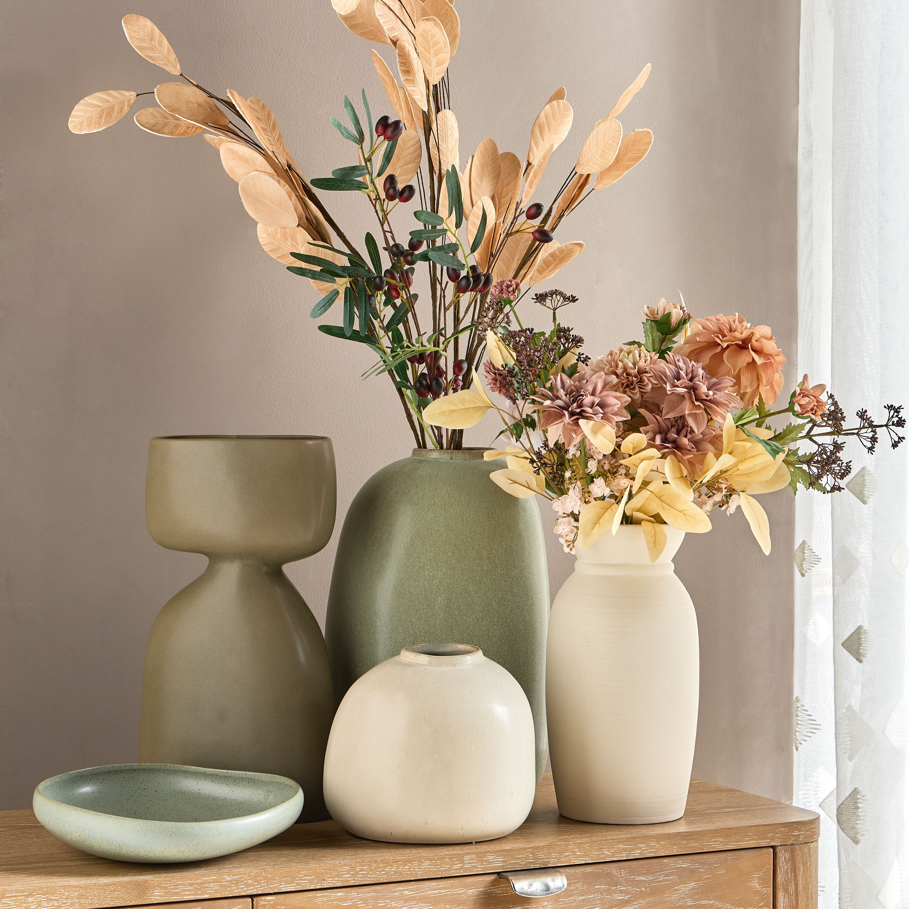 باقة زهور الخريف المتنوعة في وعاء - شانتيلي - 50 سم-household-gardenandoutdoor-artificialflowersandplants-flowers-image-4