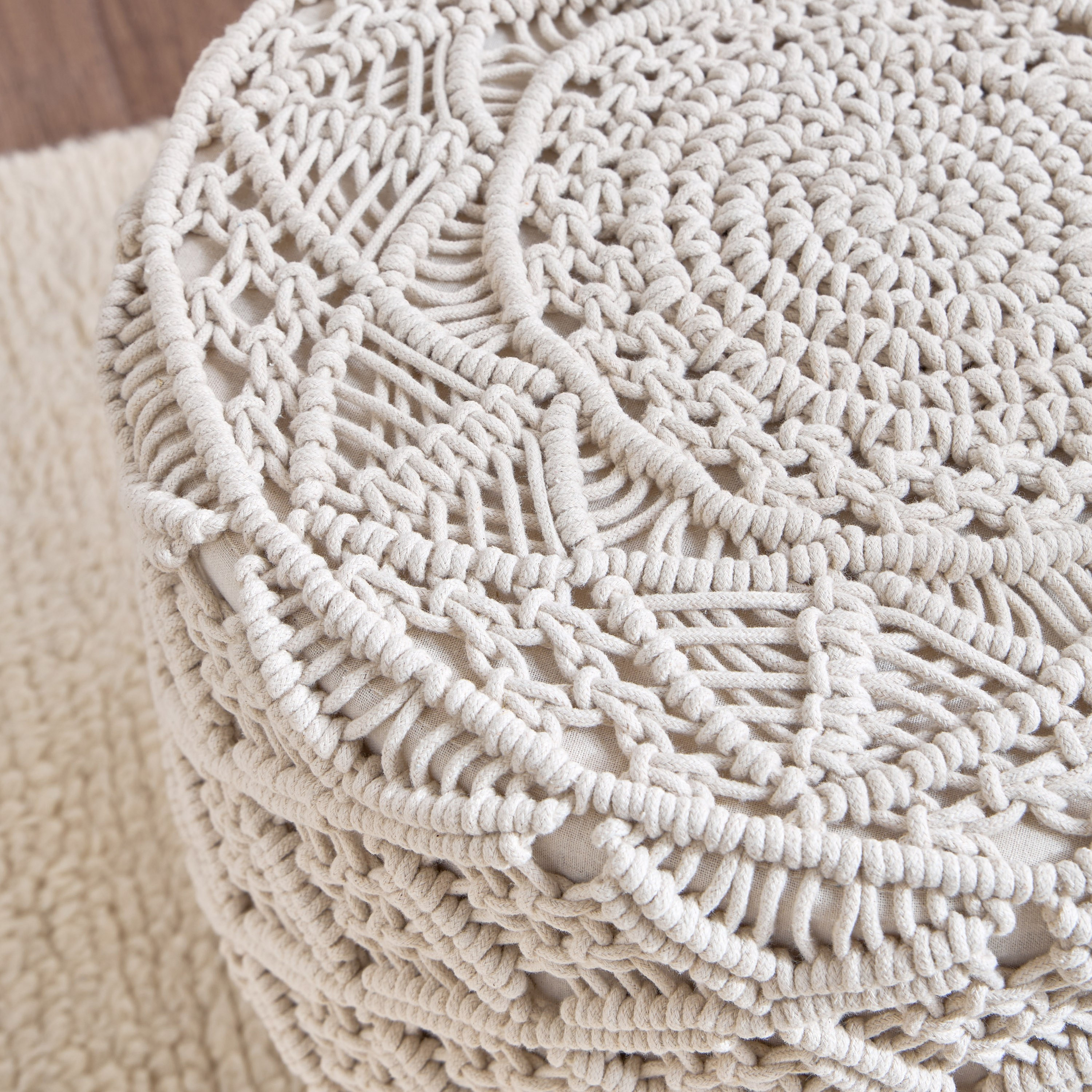 Macrame Pouf - 40x40 cm-household-cushionsandthrows-poufs-image-2