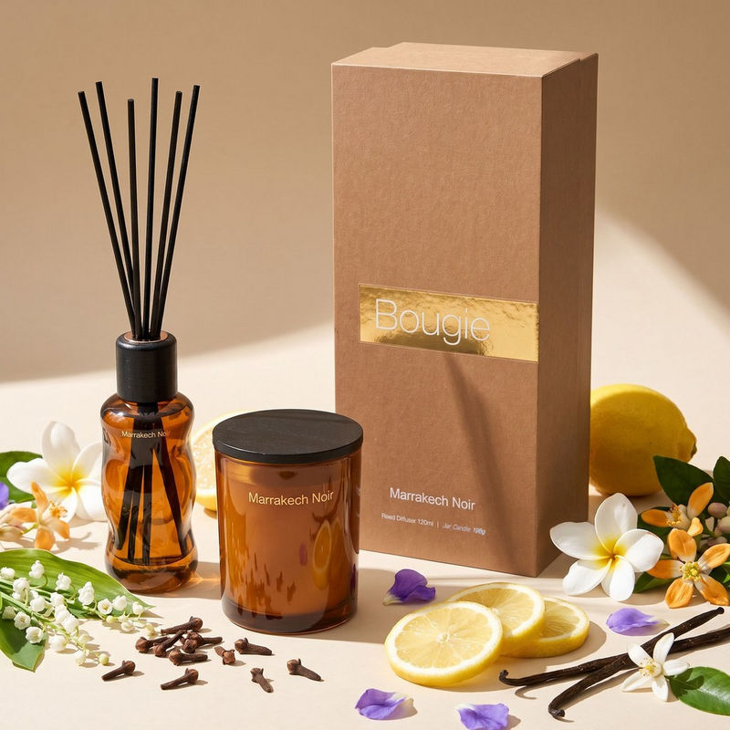مجموعة هدايا عطور جرة شموع وموزع عطور بالأعواد كريستال ميست - بوجي — صورة 1