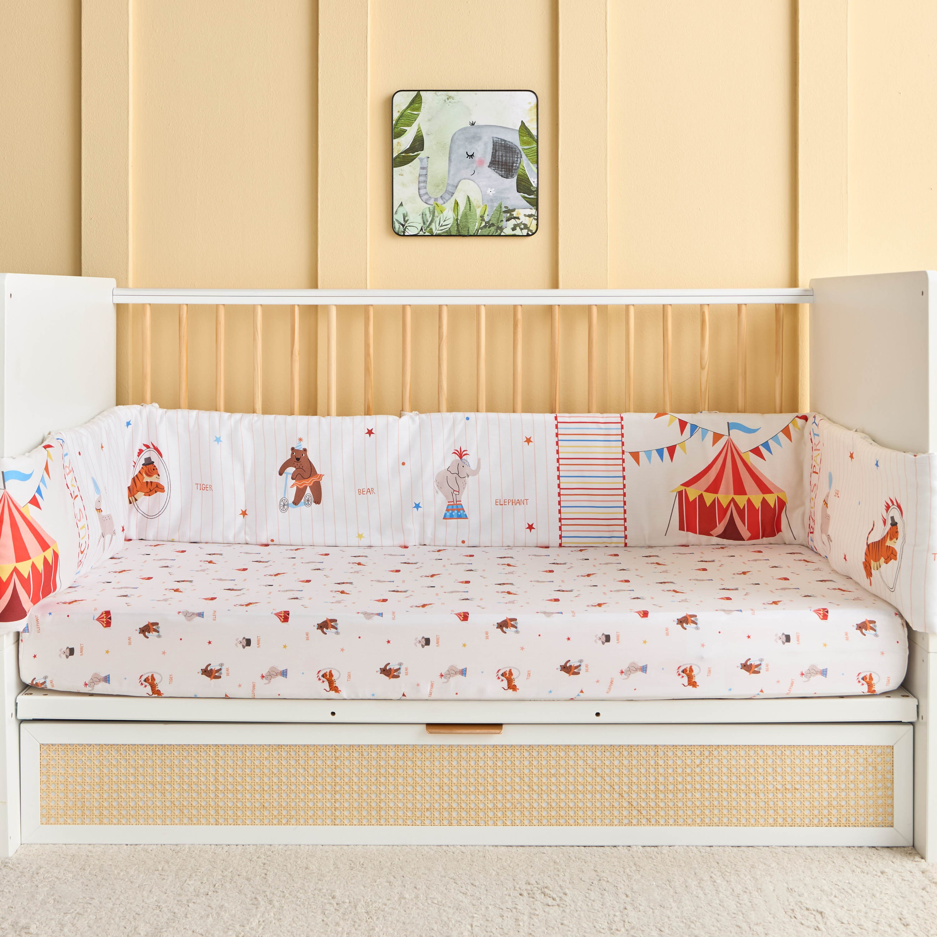 Carnival Circus Print Cot Bumper - 25x340 cm