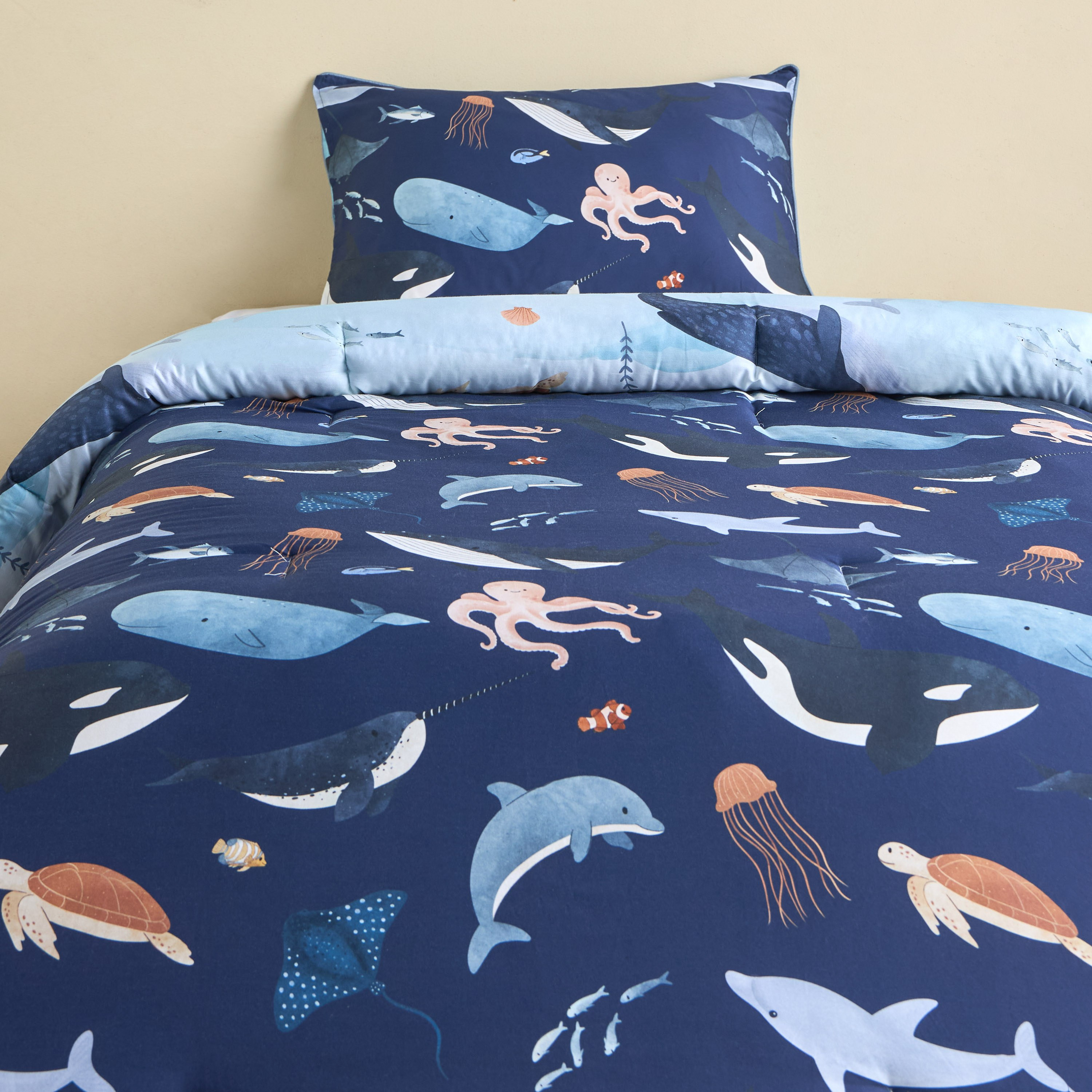 Royce Under Sea Cotton Reversible 2-Piece Full Comforter Set - 160x220 cm-babyandkids-beddingandwindows-bedding-comforters-image-2