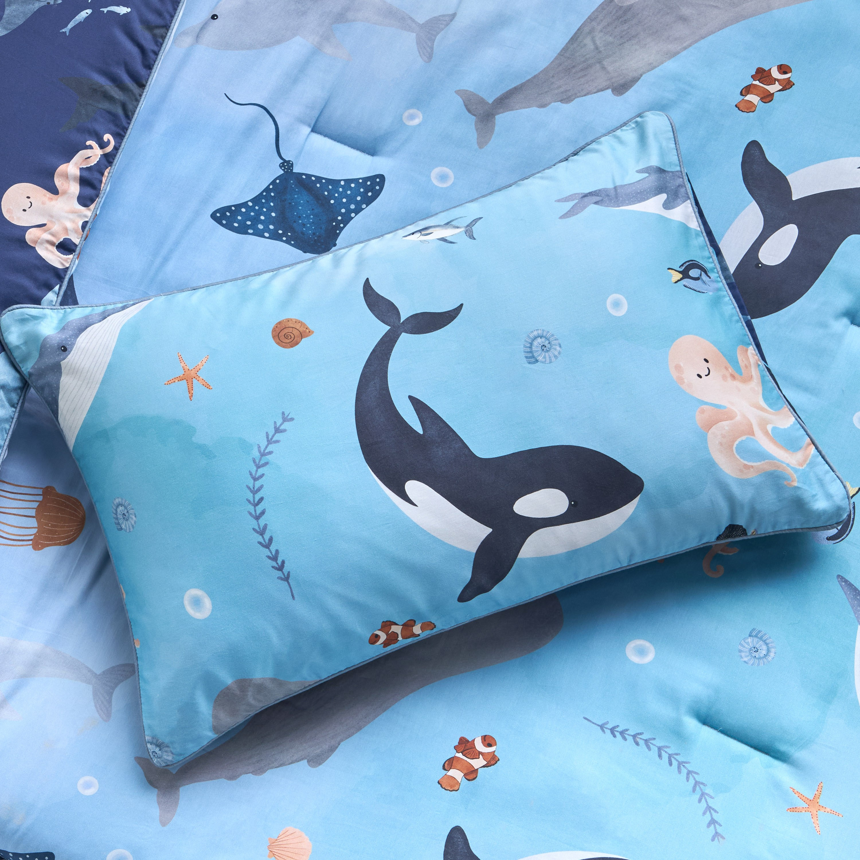 Royce Under Sea Cotton Reversible 2-Piece Full Comforter Set - 160x220 cm-babyandkids-beddingandwindows-bedding-comforters-image-3