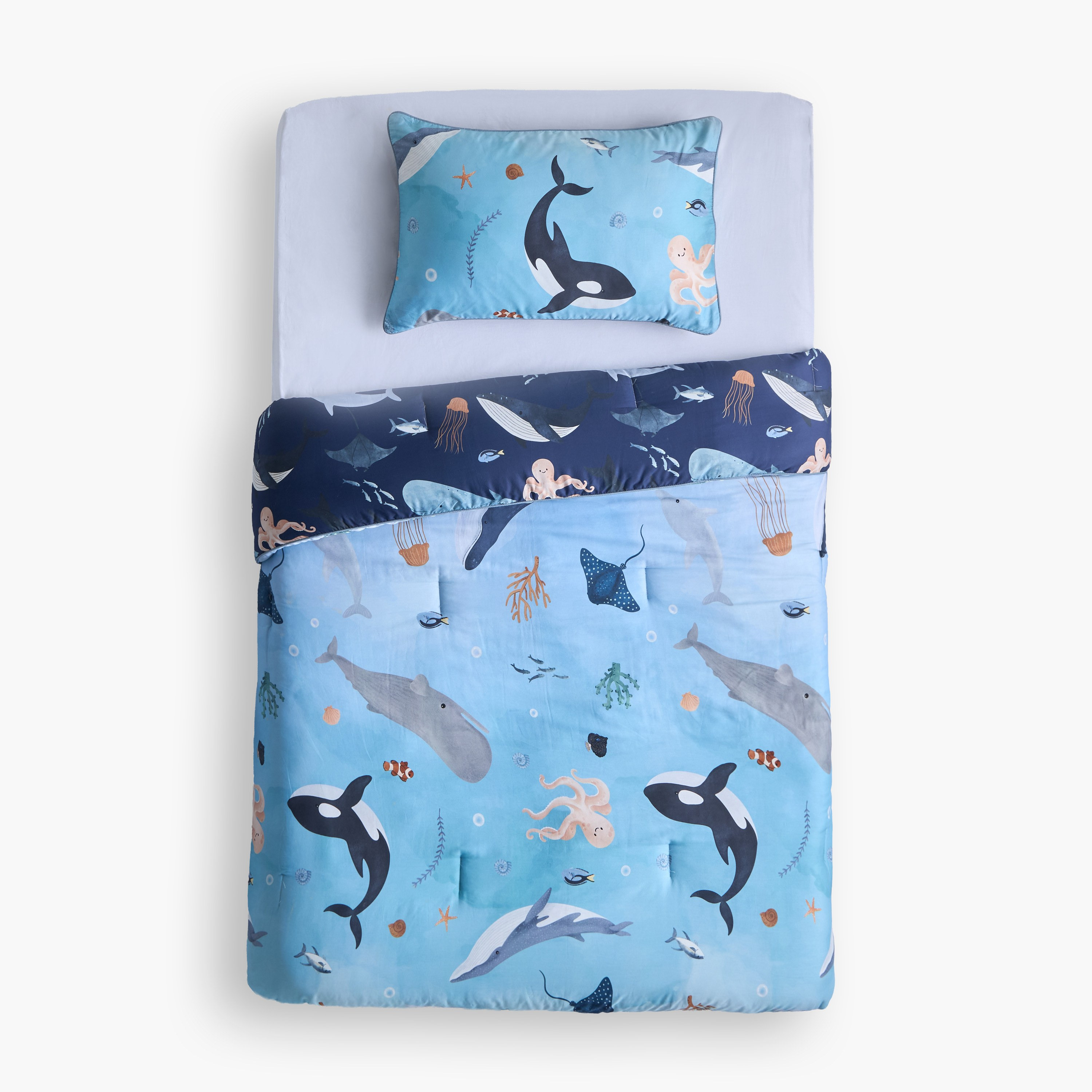 Royce Under Sea Cotton Reversible 2-Piece Full Comforter Set - 160x220 cm-babyandkids-beddingandwindows-bedding-comforters-image-5
