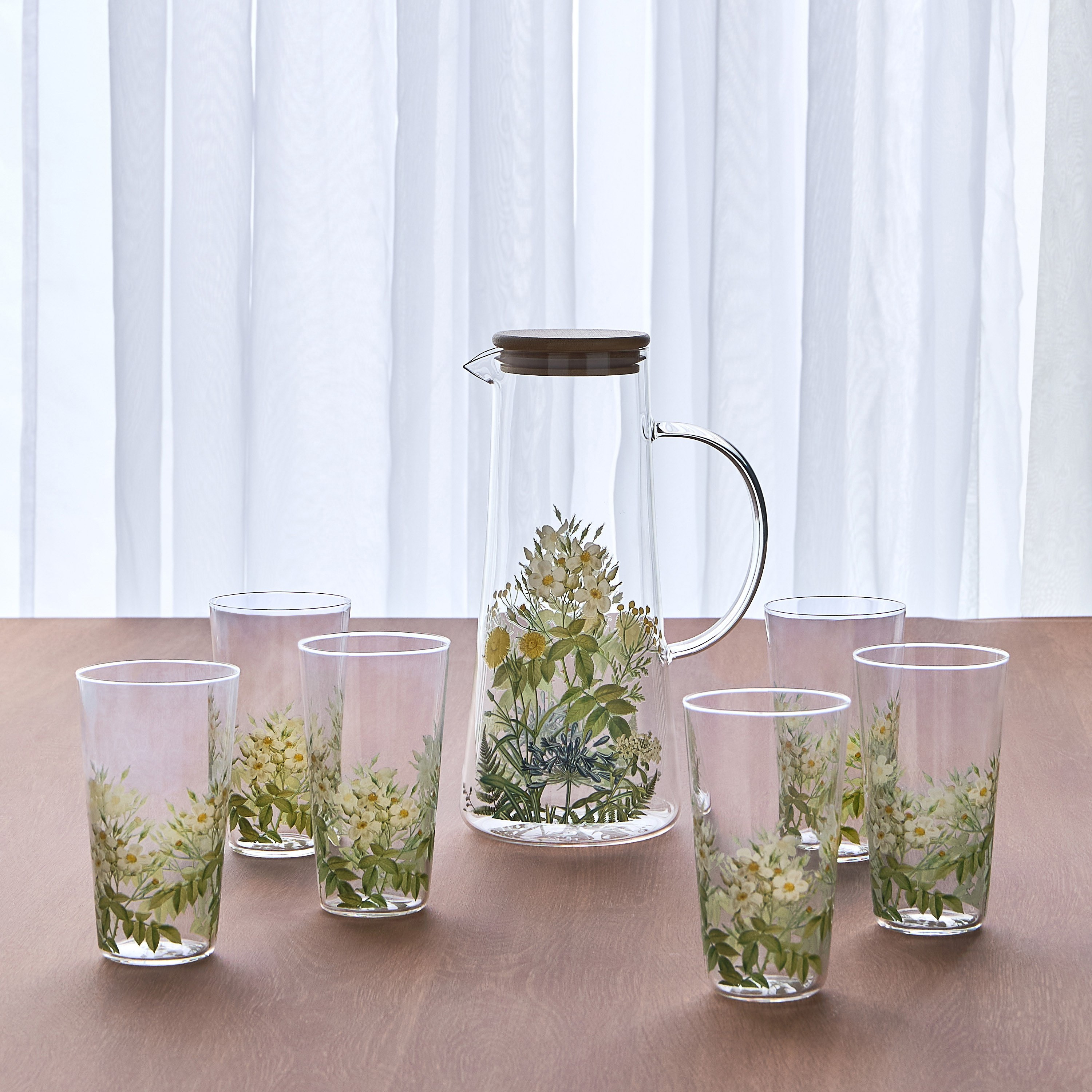 Botanical 7-Piece Glass Jug Set - 1.5 L-household-dining-glassware-drinkingglasses-image-1