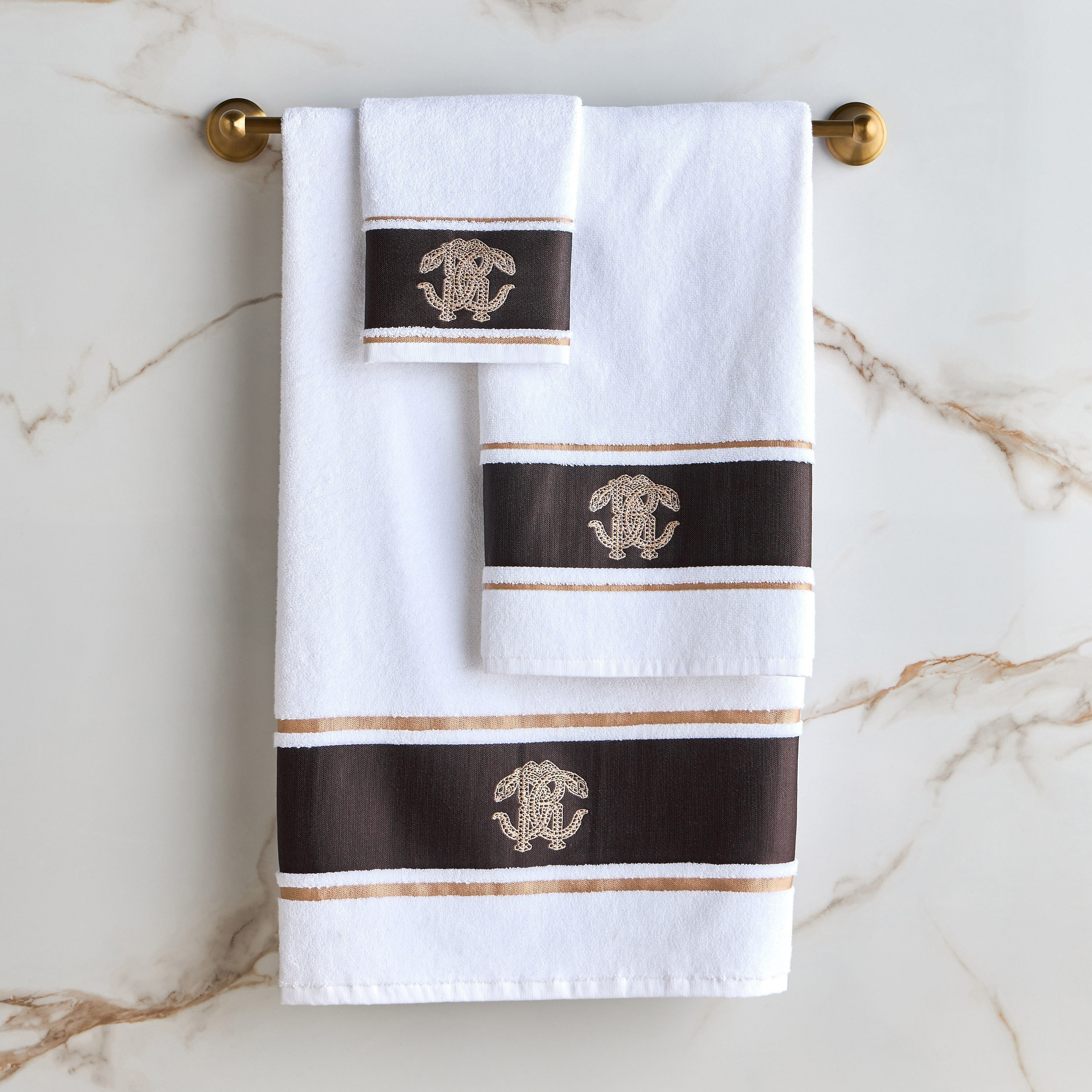 Roberto Cavalli Mirror Snake 4-Piece 550 GSM Cotton Fingertip Towel Set - 40x40 cm-household-bathandlaundry-bathlinen-towels-image-5