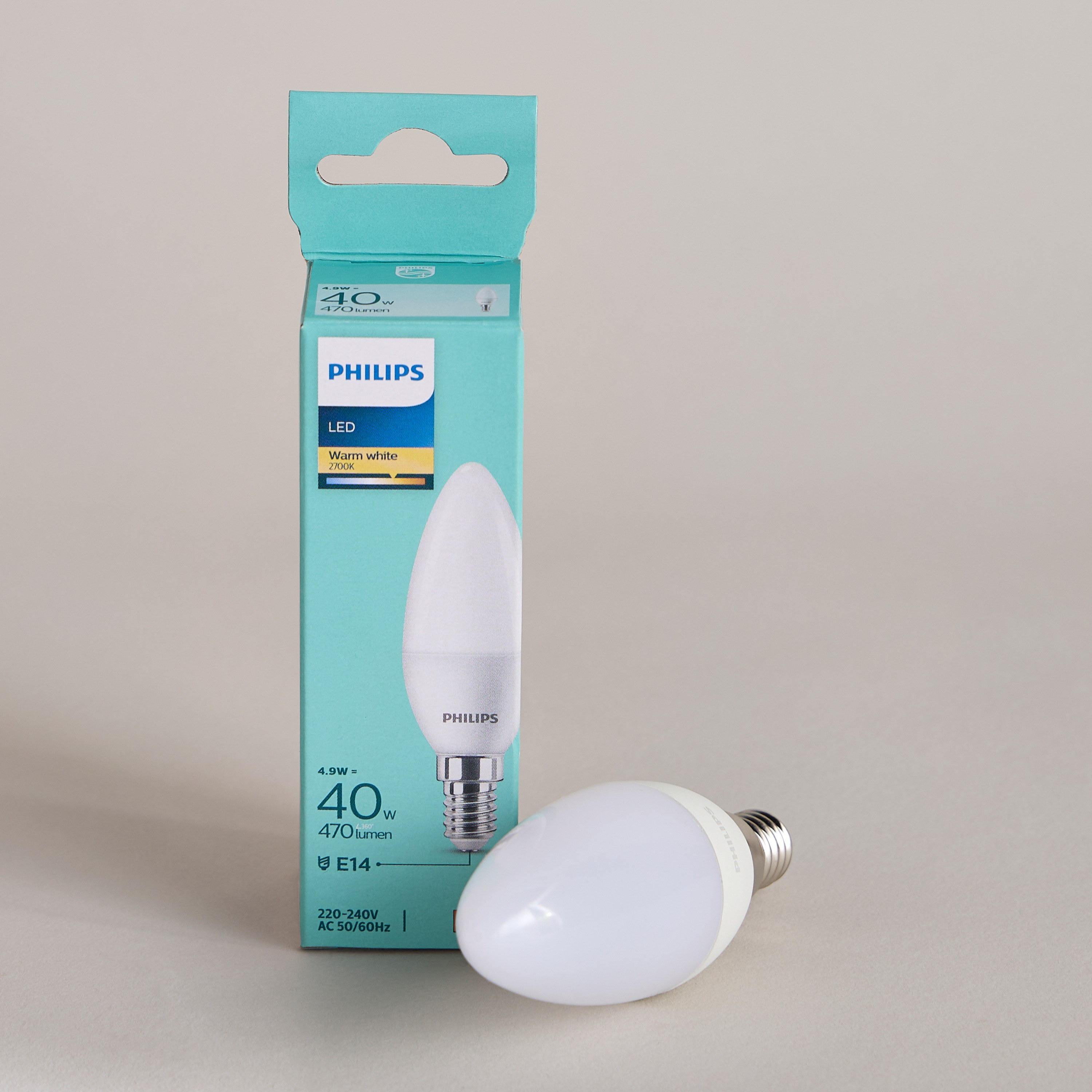 لمبة شمعة ليد معتّمة - فيليبس - 40 واط 400 لومن أبيض دافئ-household-lighting-bulbsandbatteries-bulbs-image-1