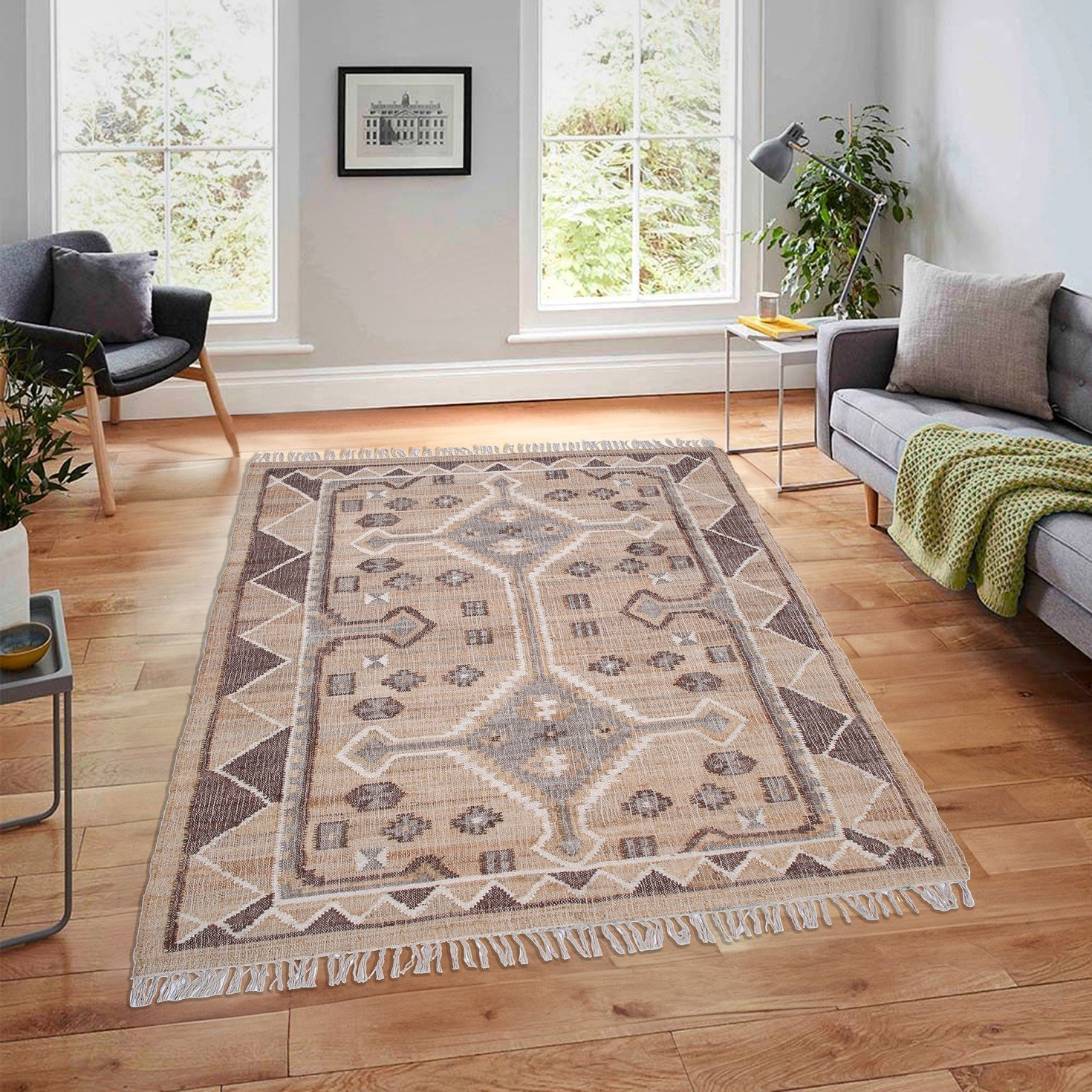 Seraya Handwoven Jute Dhurrie - 200x290 cm-household-rugsandcarpets-rugs-image-1