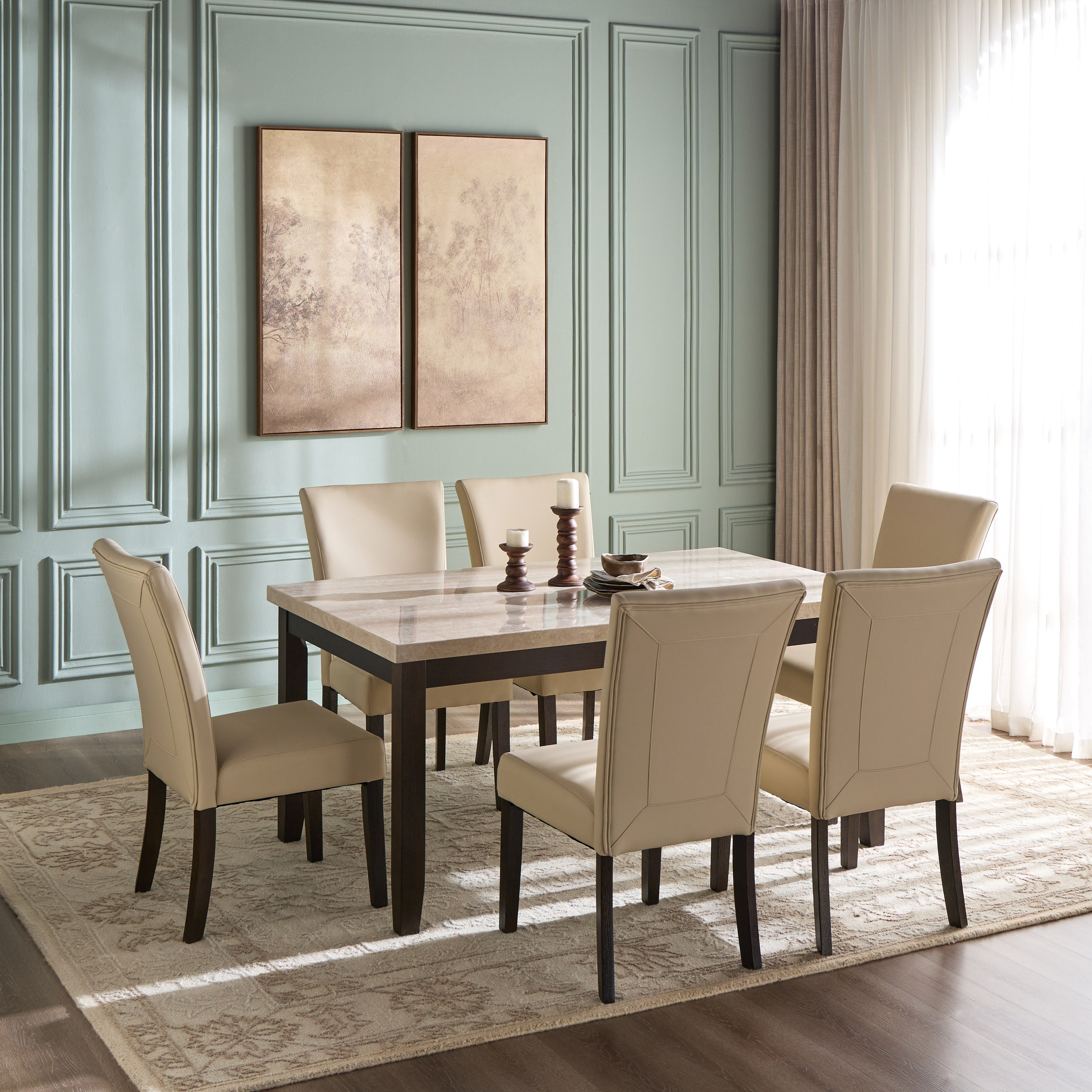Ken 6-Seater Marble Top Dining Set